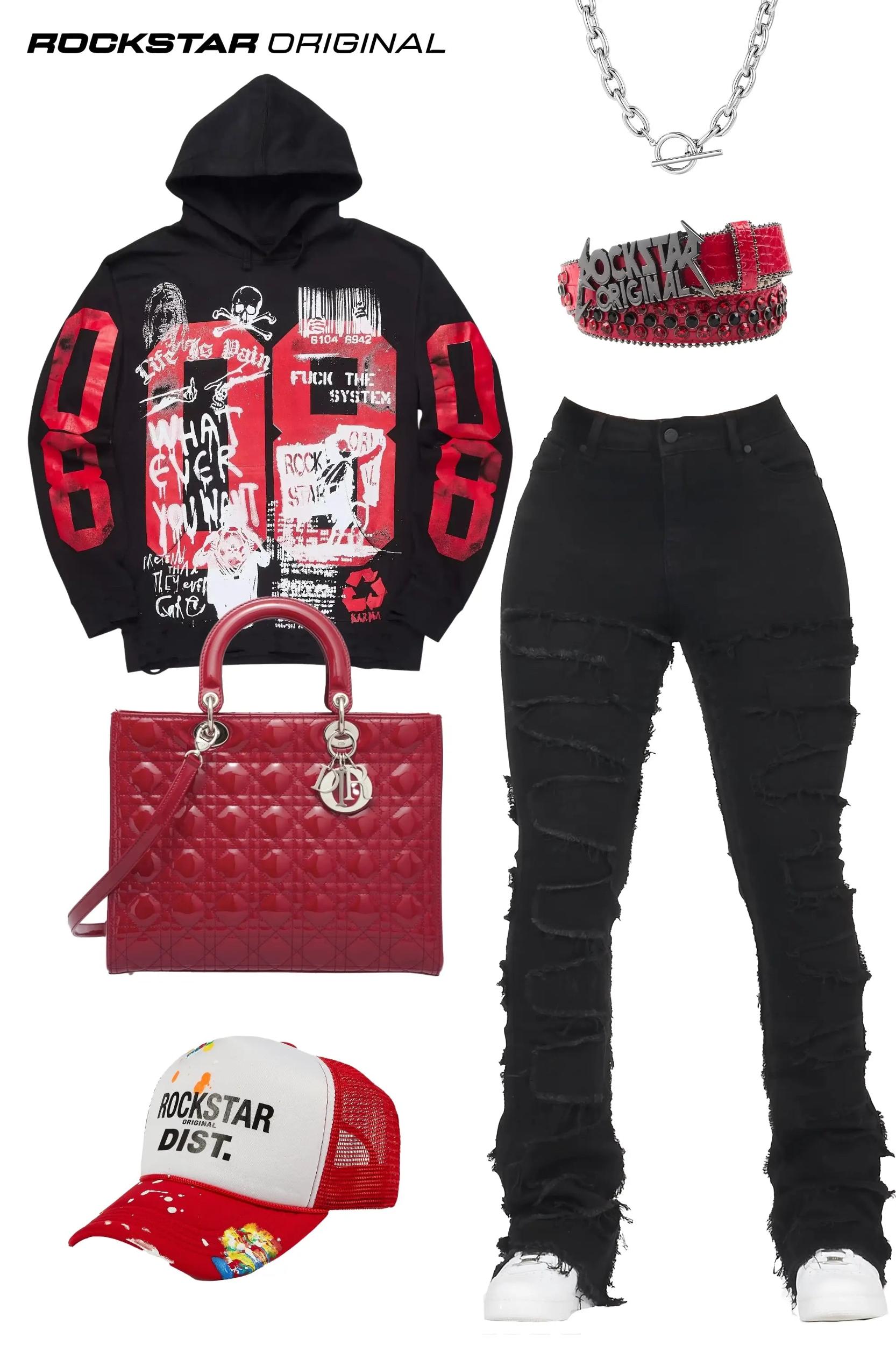 Zariyah Black Stacked Flare Jean Female Product Image