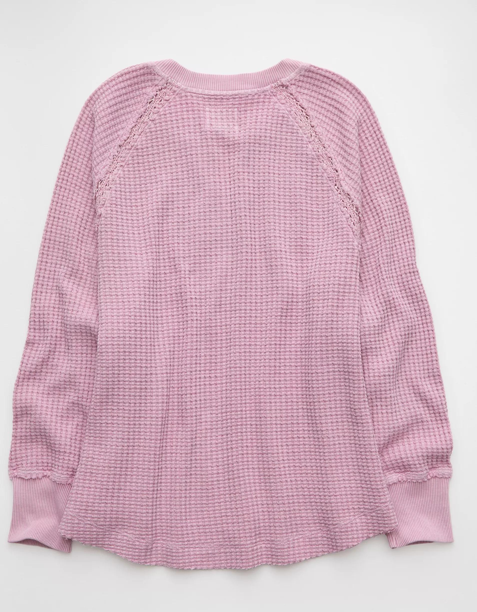 AE Big Hug Notch Neck Waffle Sweatshirt Product Image