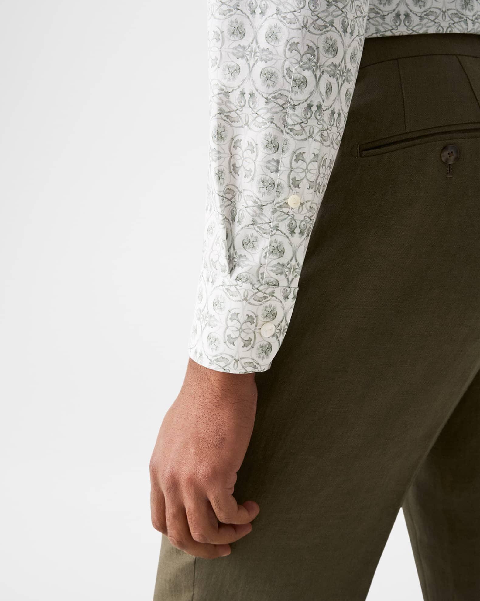 Men's Elevated Cotton and Linen Floral Slim-Fit Dress Shirt Product Image