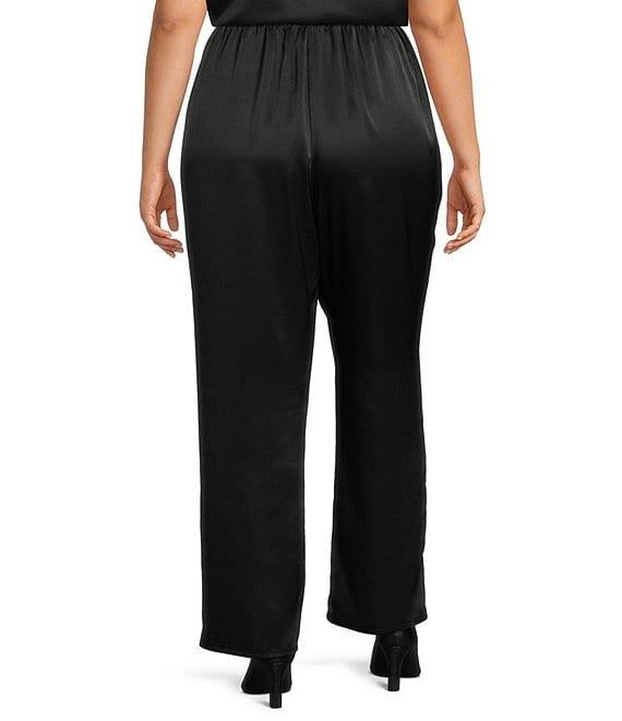 Caroline Rose Plus Size Satin Straight Leg Pull-On Coordinating Pants Product Image
