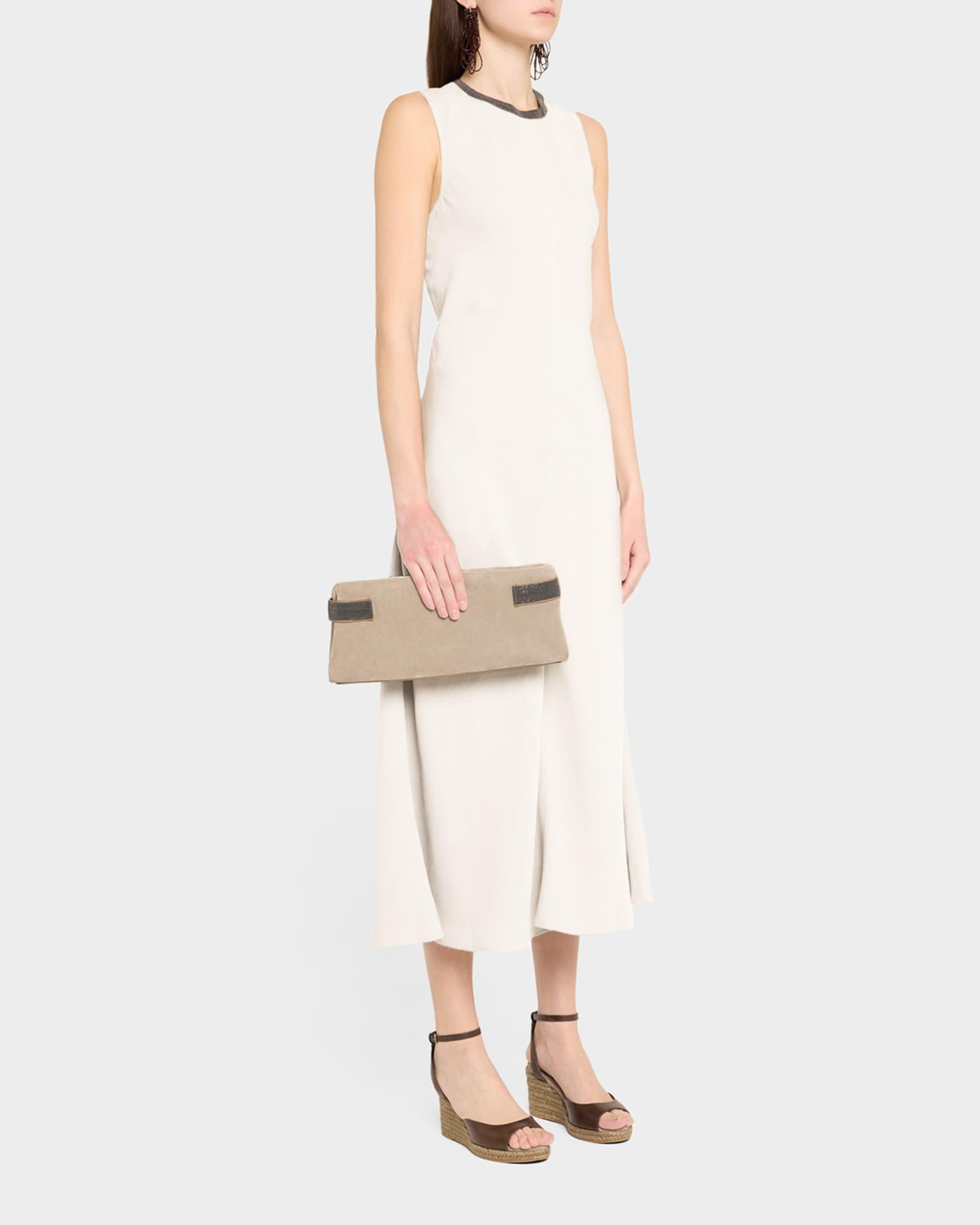 Monili Neckline Linen Twill Dress Product Image