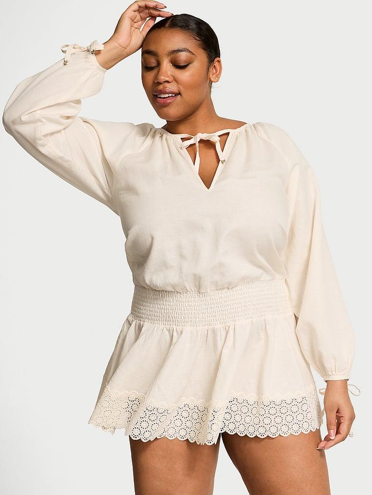 Beachwear Linen Lace-Trim Dress Product Image