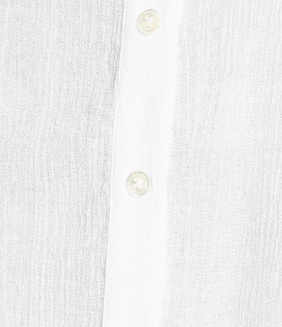 Current Air Woven 3D Floral Lace Point Collar Long Sleeve Relaxed Fit Button Front Coordinating Shirt Product Image