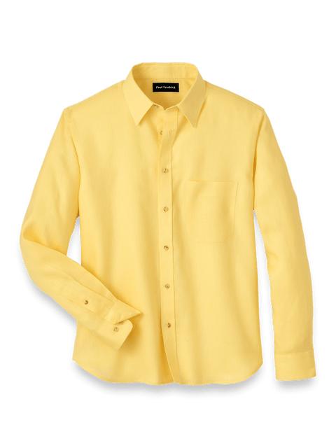 Linen Solid Casual Shirt - Yellow Product Image