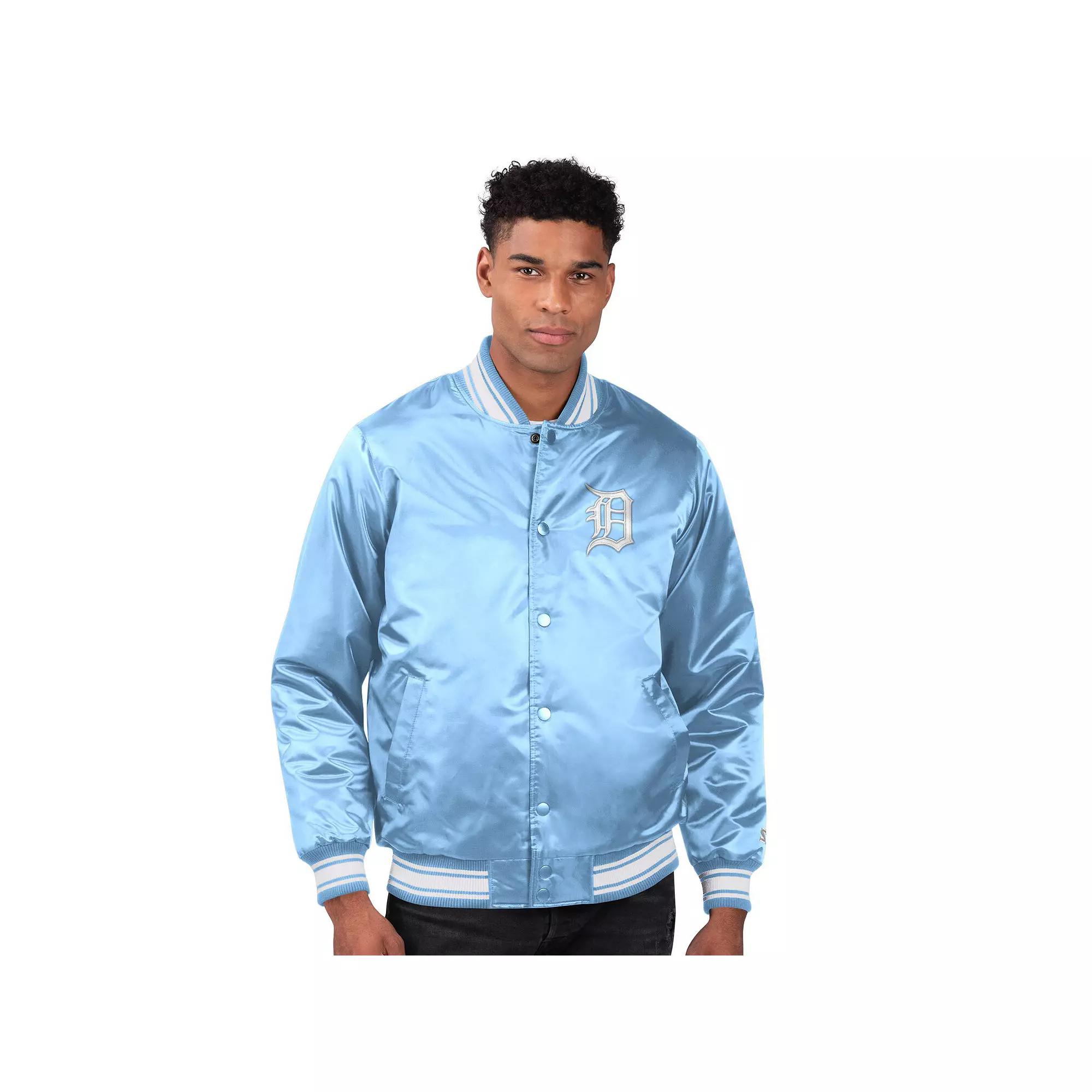 Men's Starter Light Blue Detroit Tigers Locker Room Satin Full-Snap Varsity Jacket,  Product Image