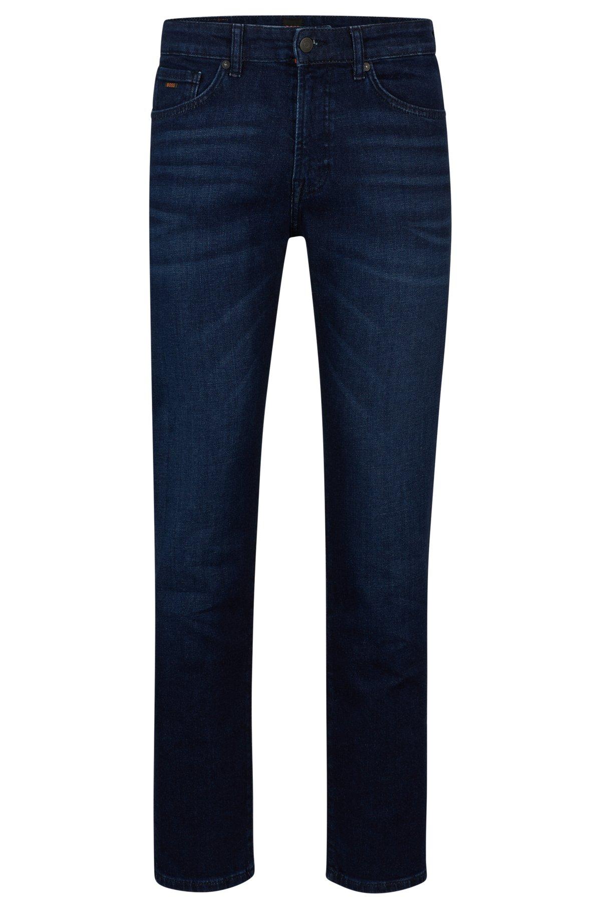 BOSS - Maine Regular-fit jeans in dark-blue comfort-stretch denim - Dark Blue Product Image