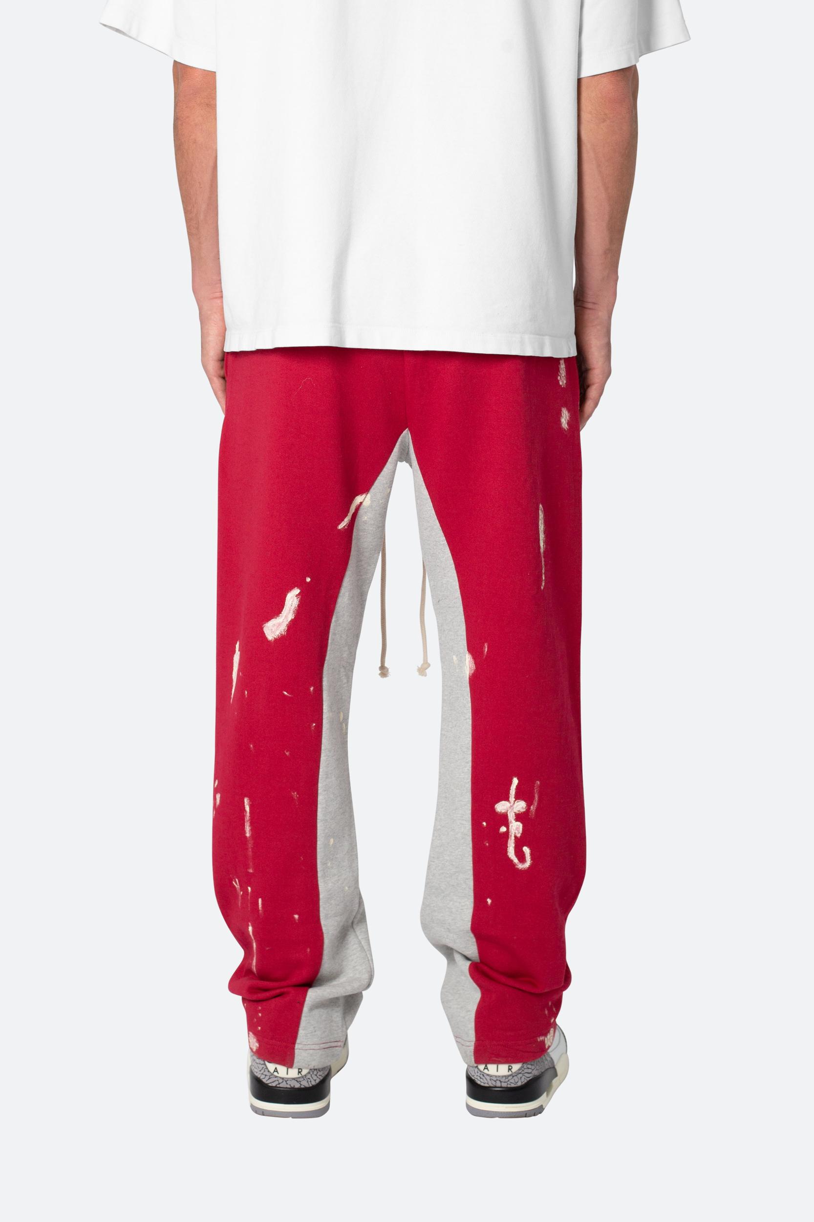 3 Patch Contrast Sweatpants - Red/Grey Product Image
