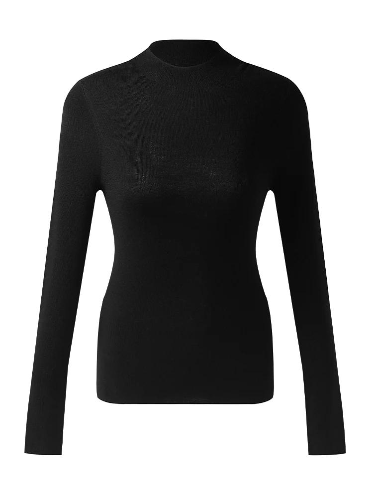 Pure Wool Mock Neck Women Sweater Product Image