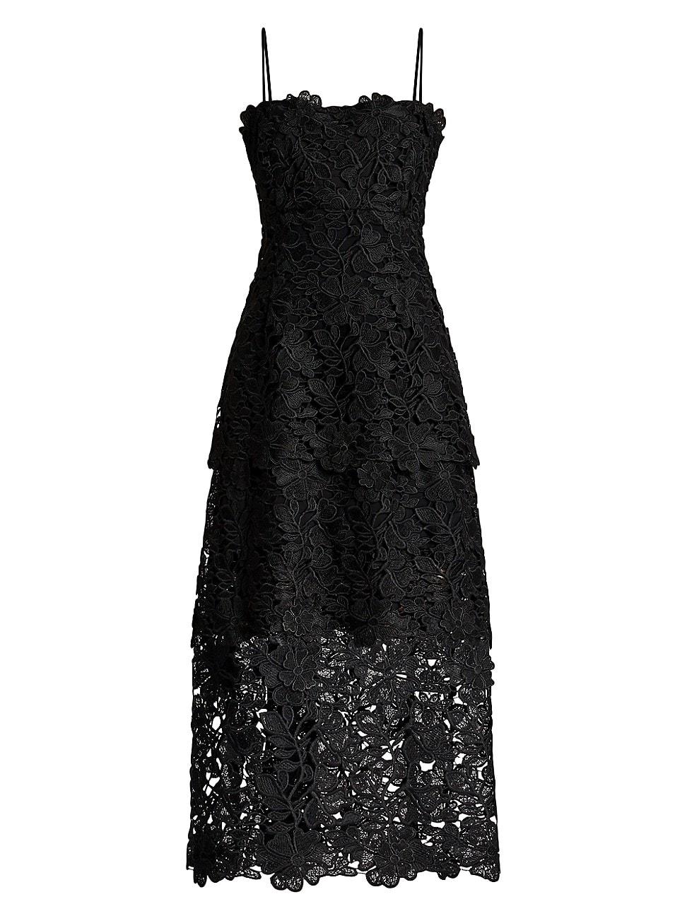 Womens Tiered Guipure Lace Midi-Dress Size 0 Product Image