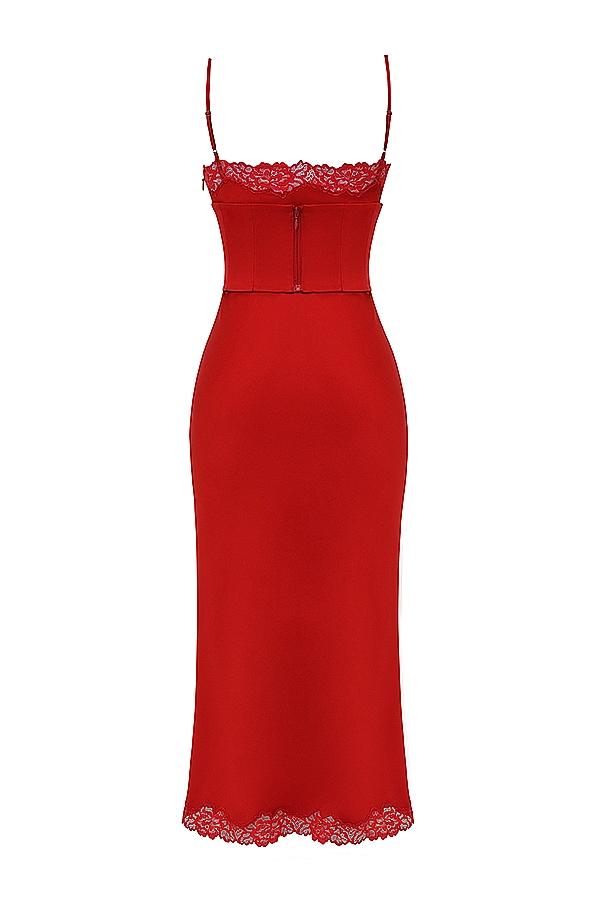Salma  red rose satin slip dress Product Image