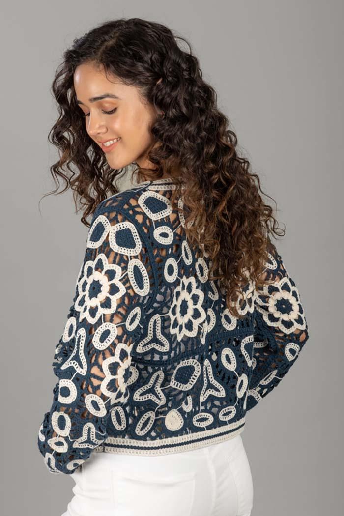 Floral Lace Crochet Short Jacket Product Image