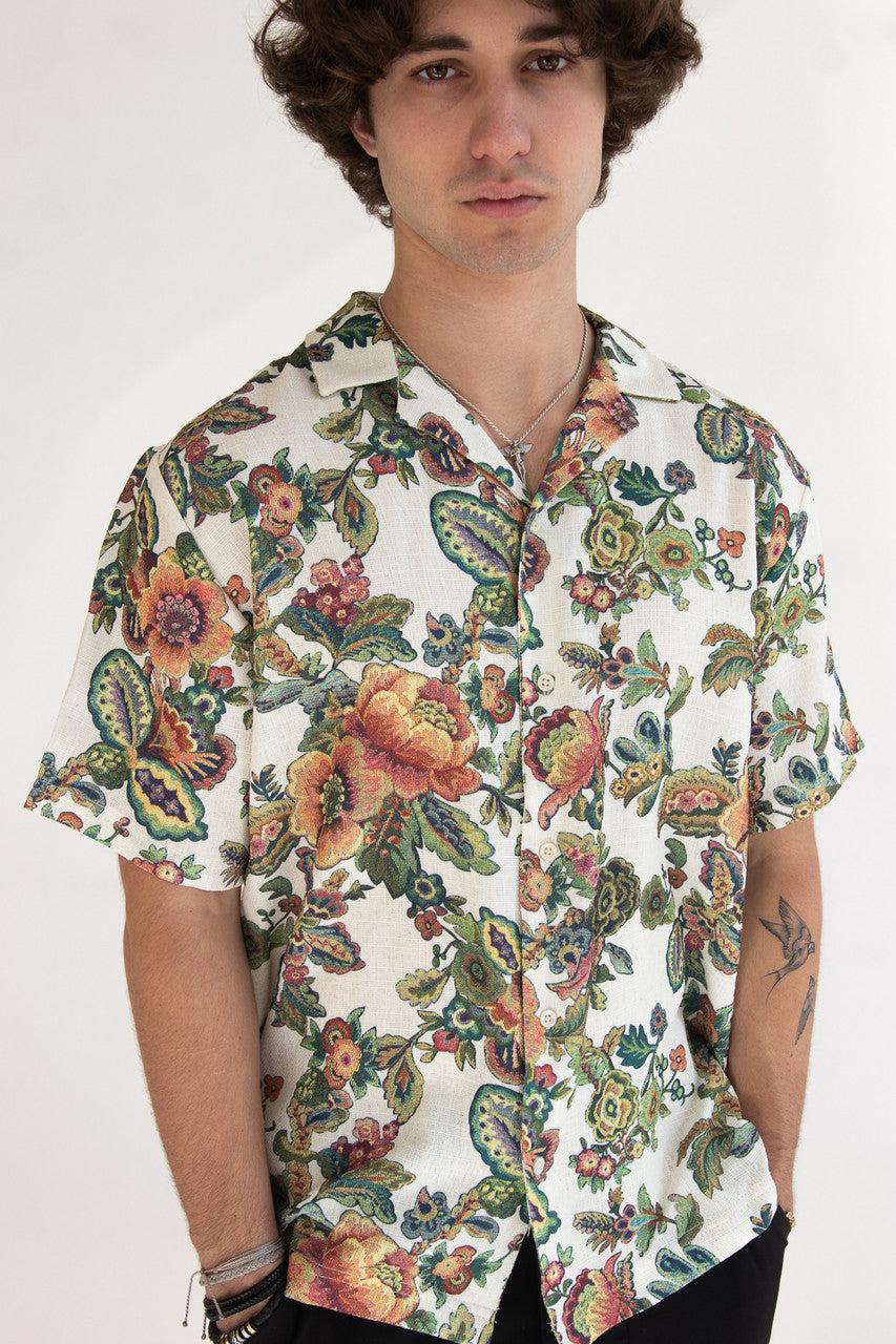 Tapestry Style Floral Button Up Shirt Product Image
