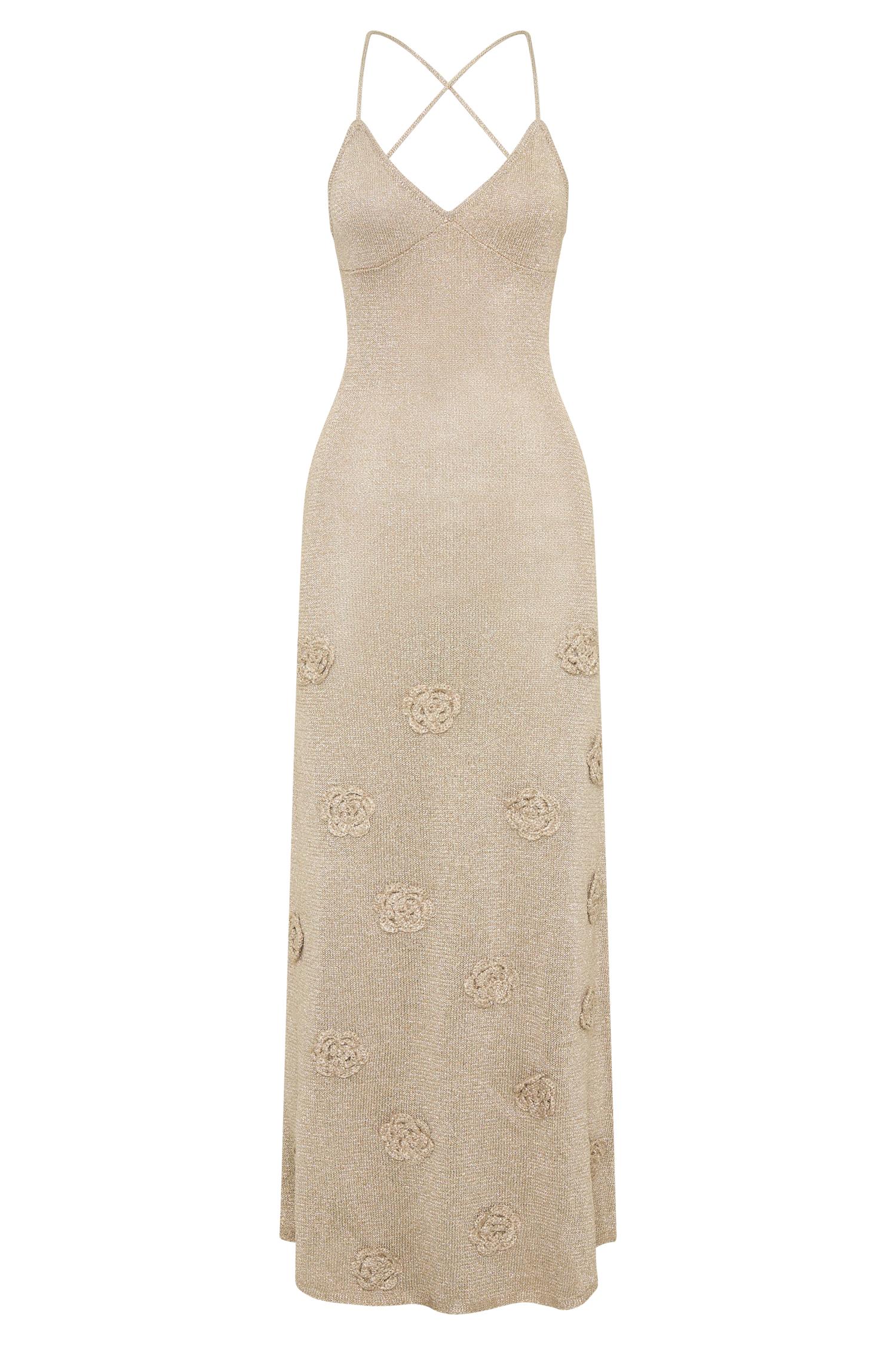 Suki Metallic Knit Maxi Dress - Gold Product Image