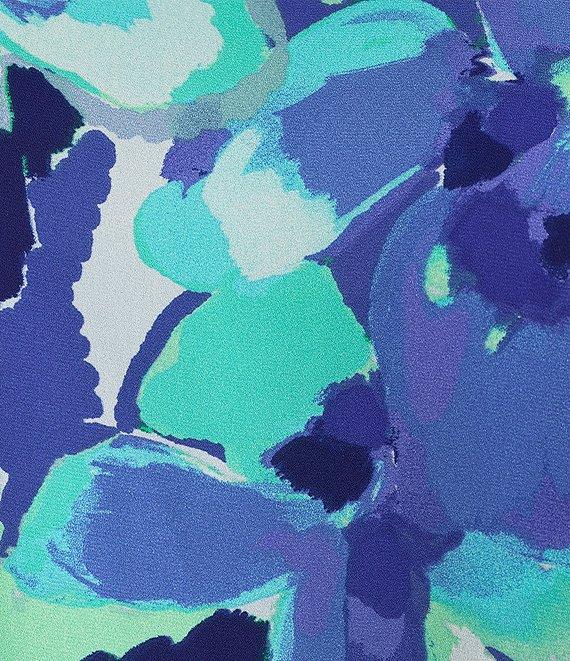 Slim Factor By Investments Plus Size Kara Painted Garden Boat Neck 3/4 Tiered Sleeve Top Product Image