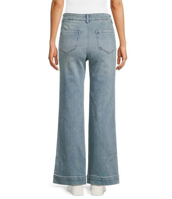 Faherty Stretch Terry High Rise Wide Leg Front Patch Pocket Jeans Product Image