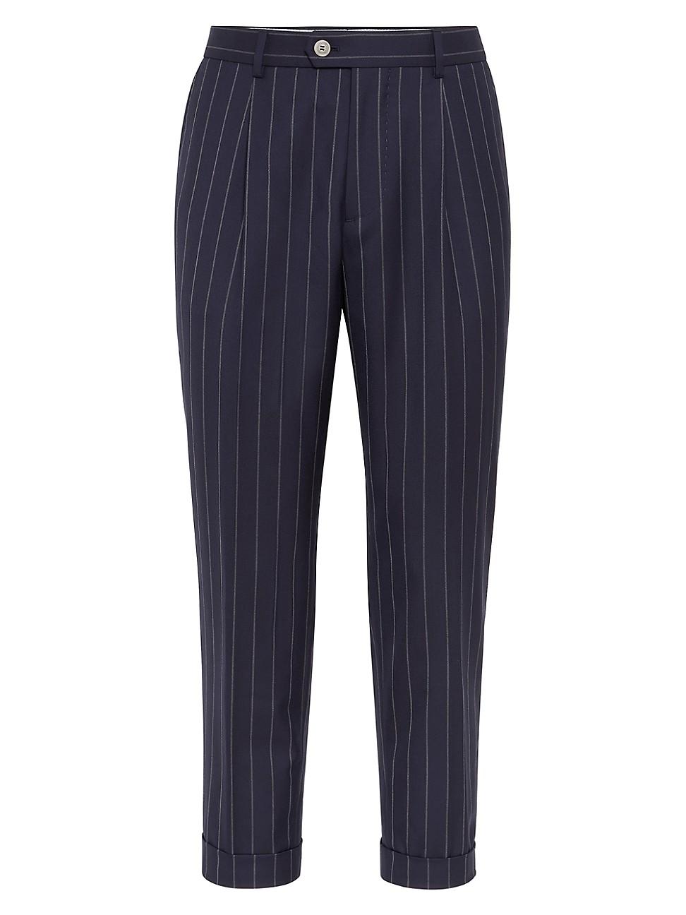 Mens Leisure Fit Trousers in Super 150s Virgin Wool with Pleat Product Image