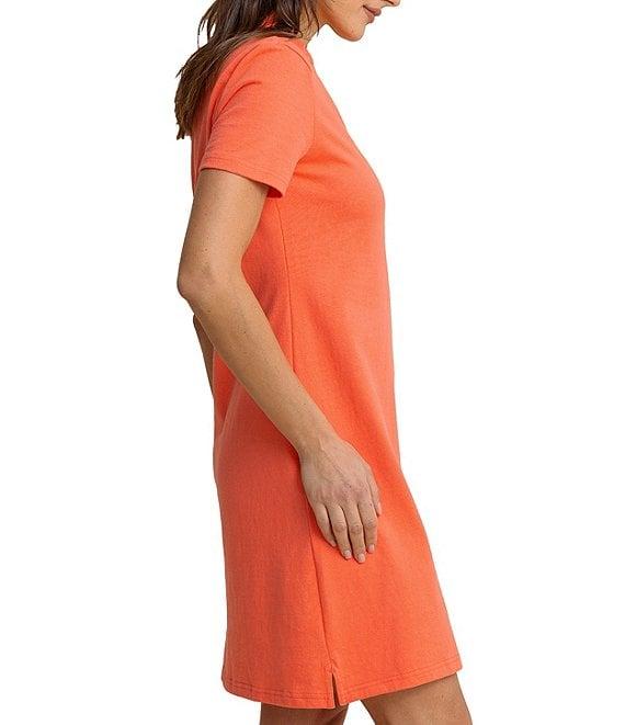 Southern Tide Demi Solid Collared V-Neck Short Sleeve Cotton Polo Dress Product Image