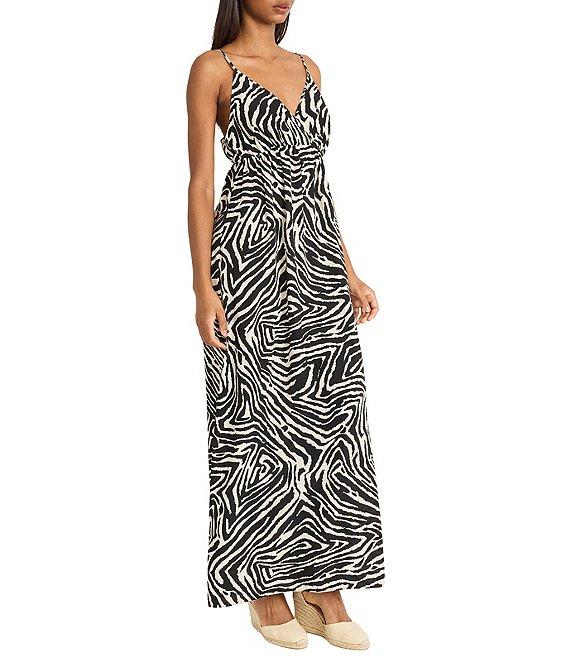 The Good Journey V-Neck Spaghetti Strap Printed Challis Maxi Dress Product Image