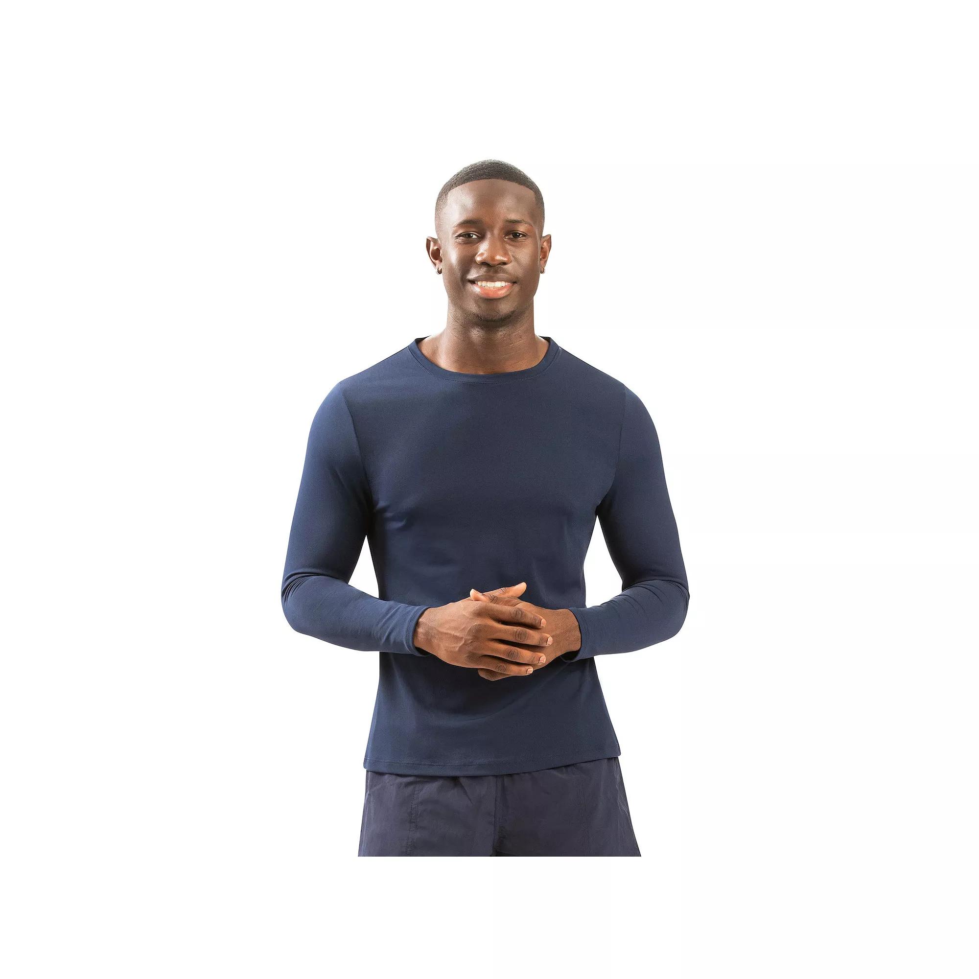 Men's Dolfin Solid Long Sleeve UPF 50+ Crewneck Swim Rash Guard Shirt,  Product Image