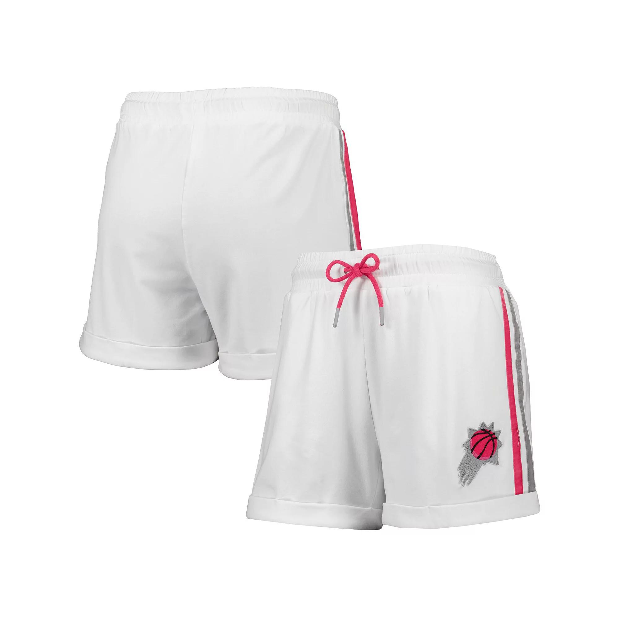 Women's Lusso White/Pink Phoenix Suns Melody Cuffed Tri-Blend Shorts,  Product Image
