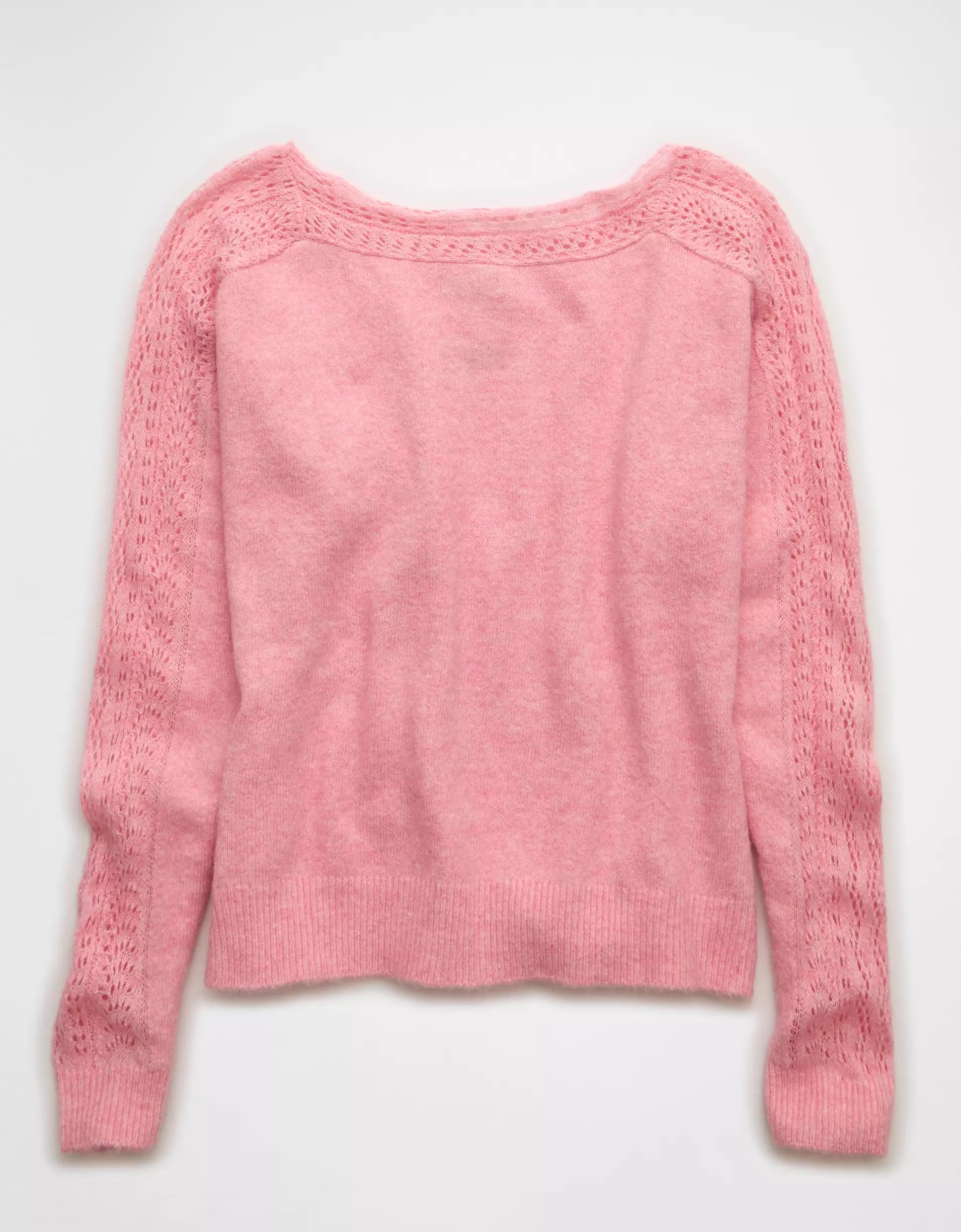 AE Whoa So Soft Lace Sweater Product Image