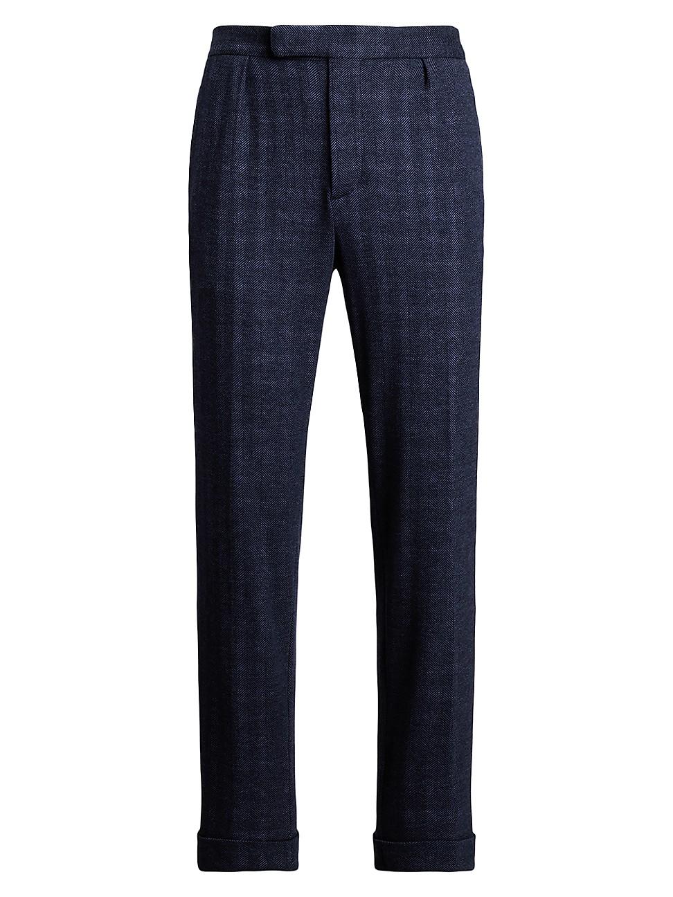 Mens Hand-Tailored Herringbone Suit Trousers Product Image
