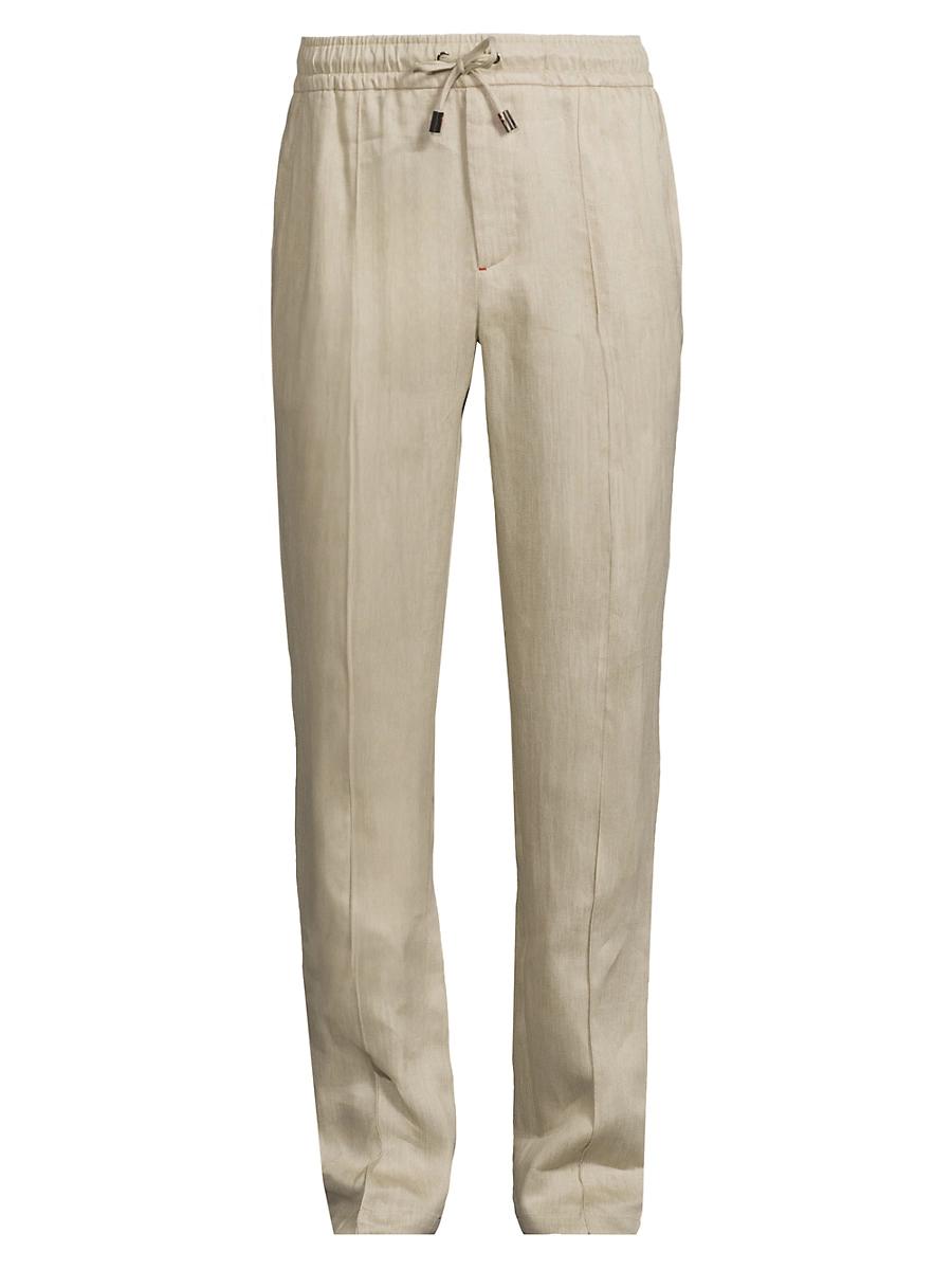 Mens Drawstring Linen Trousers Product Image