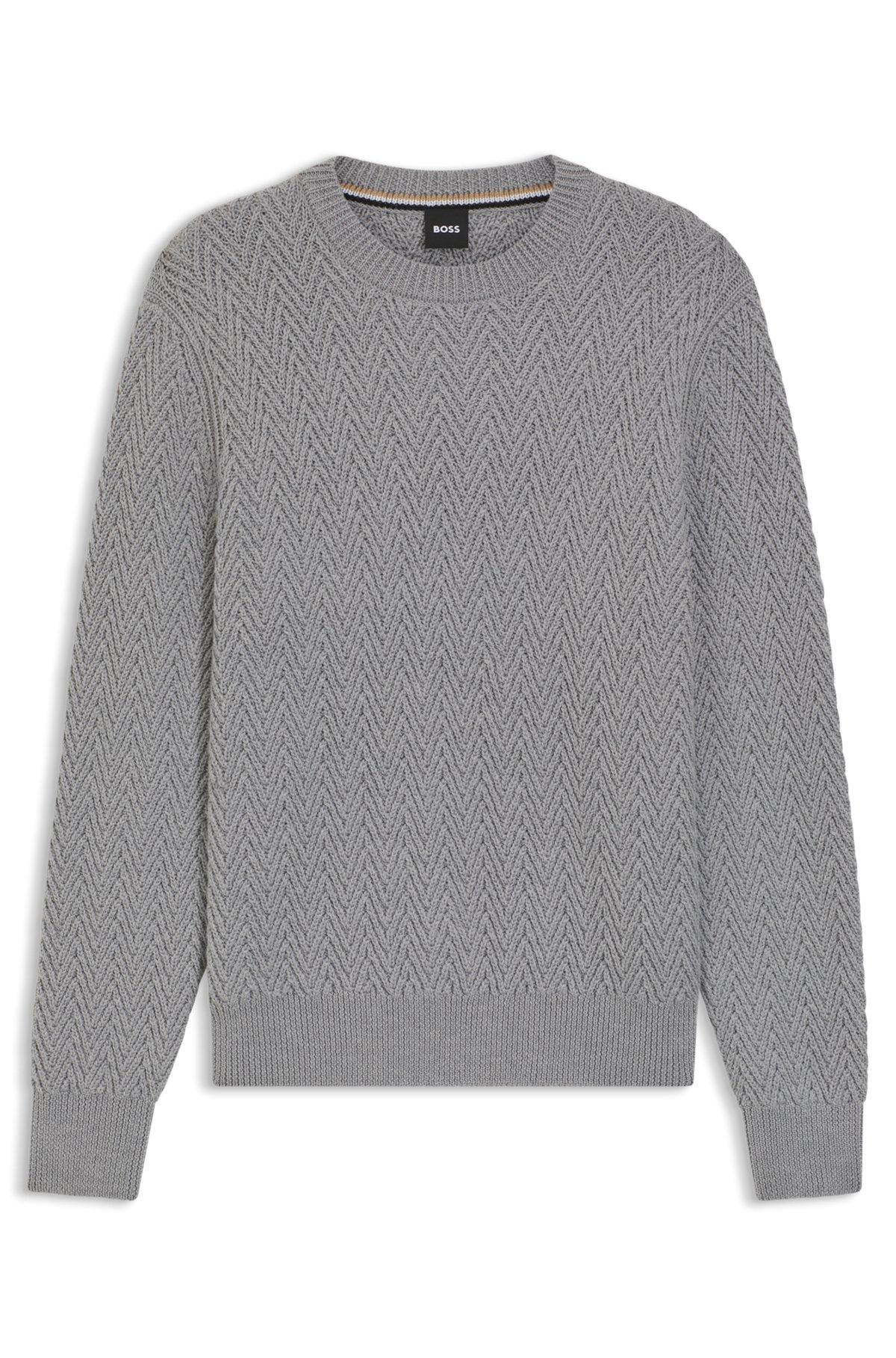 Virgin-wool sweater with herringbone structure Product Image