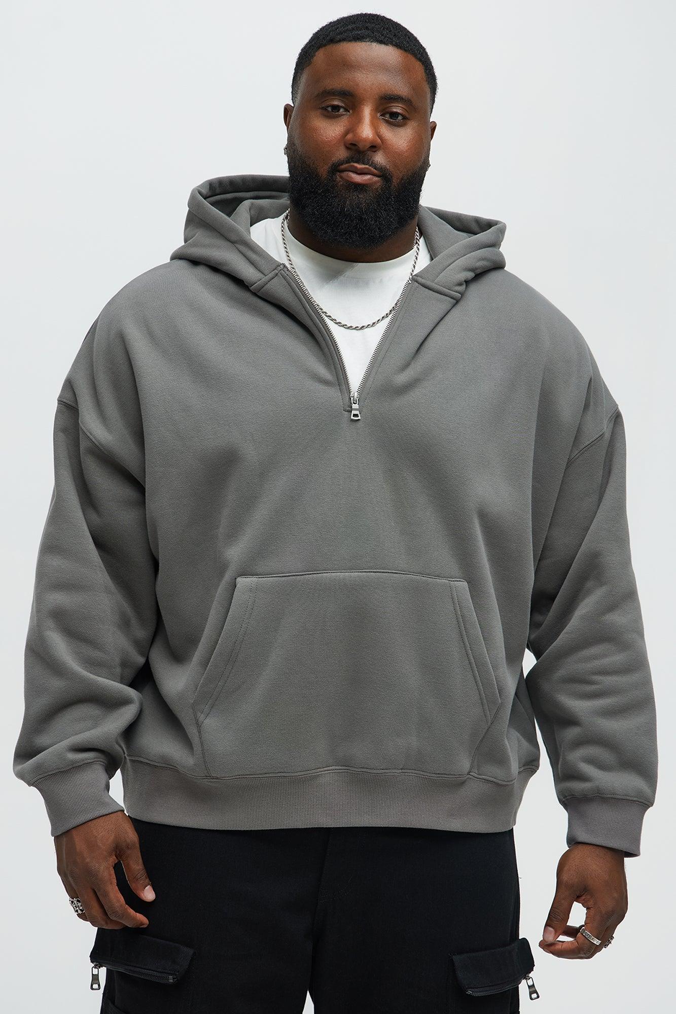 Tyson Oversized Heavyweight Quarter Zip Hoodie - Charcoal Male Product Image