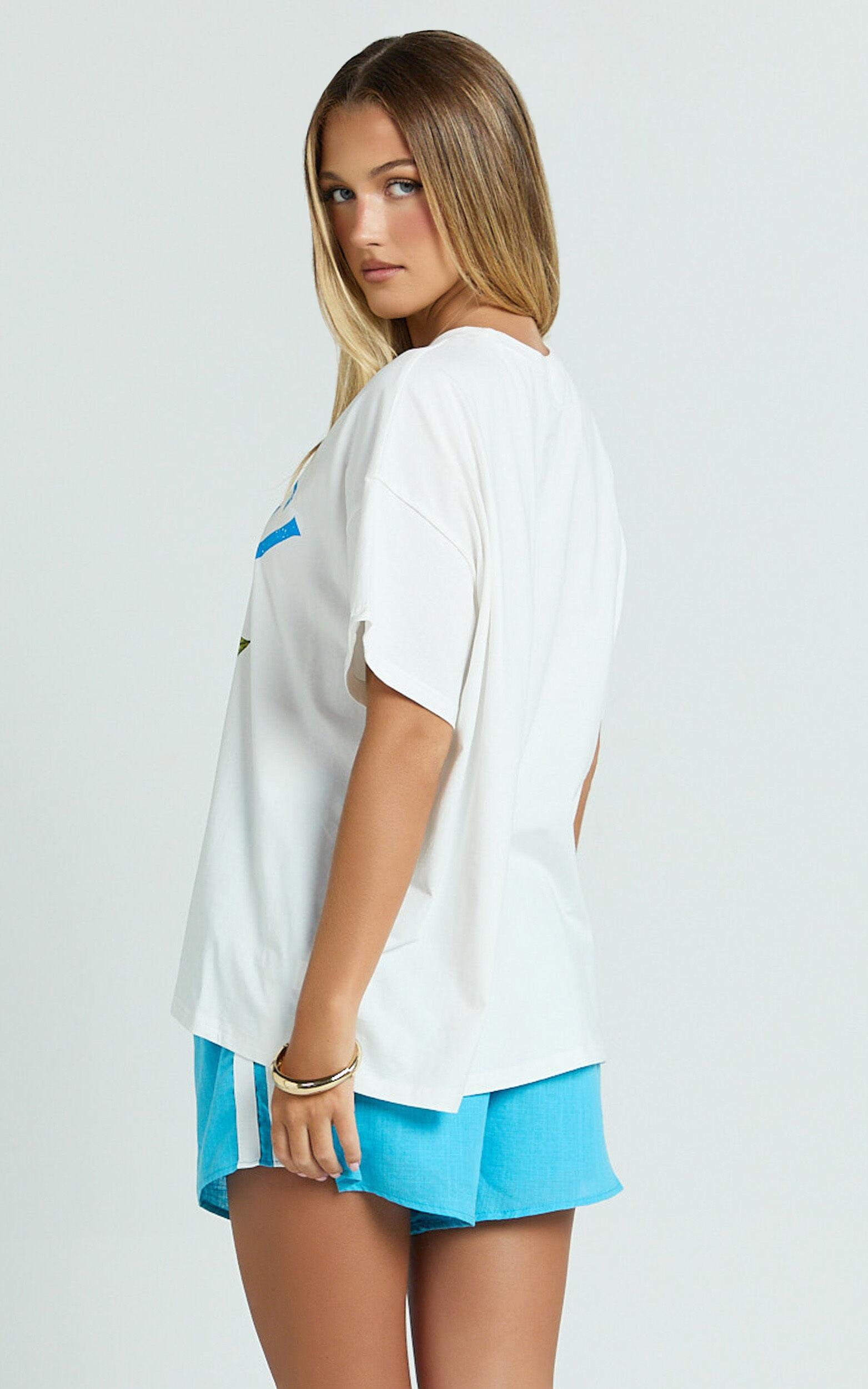 Luna Two Piece Top and Shorts Set - Amalfi T-shirt Set in White Product Image