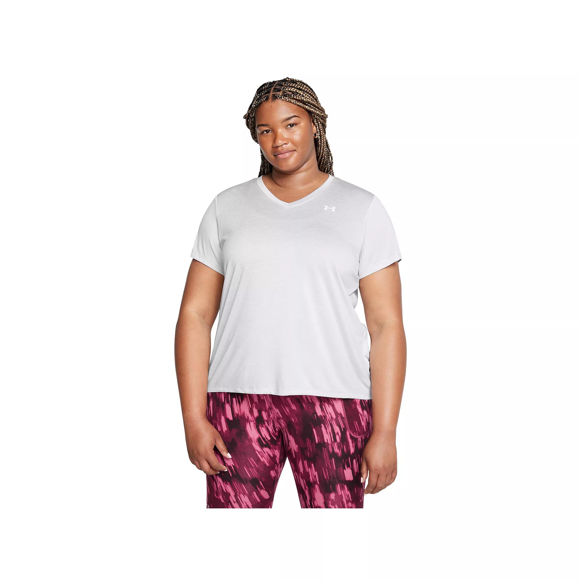 Plus Size Under Armour Tech™ Twist V-Neck Short Sleeve Tee, Women's, Size: 3XL, Halo Gray Product Image