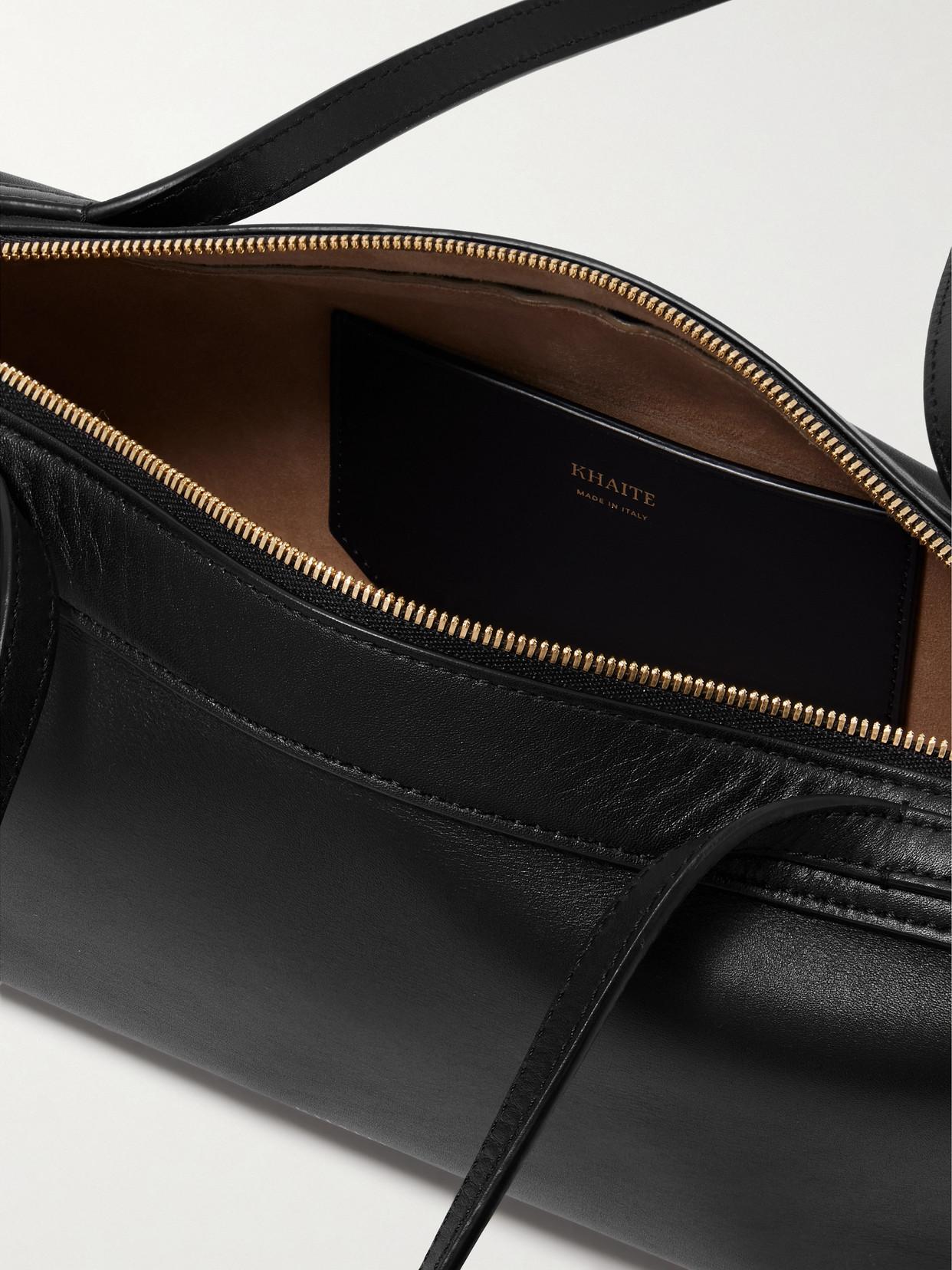 KHAITE Simona Crackle Patent Leather Shoulder Bag In Black Product Image