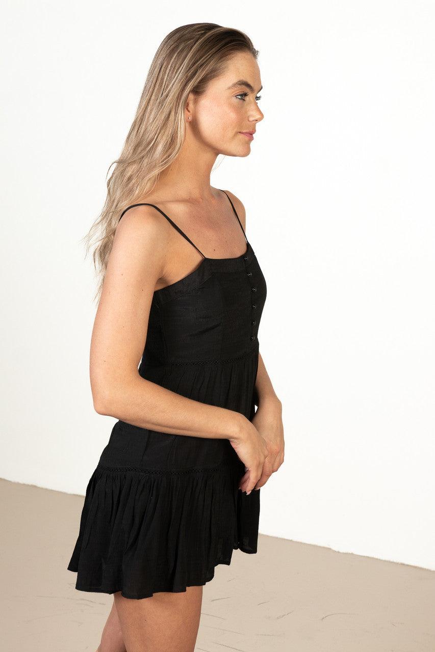 Black Ruffle Tiered Mini Dress Product Image