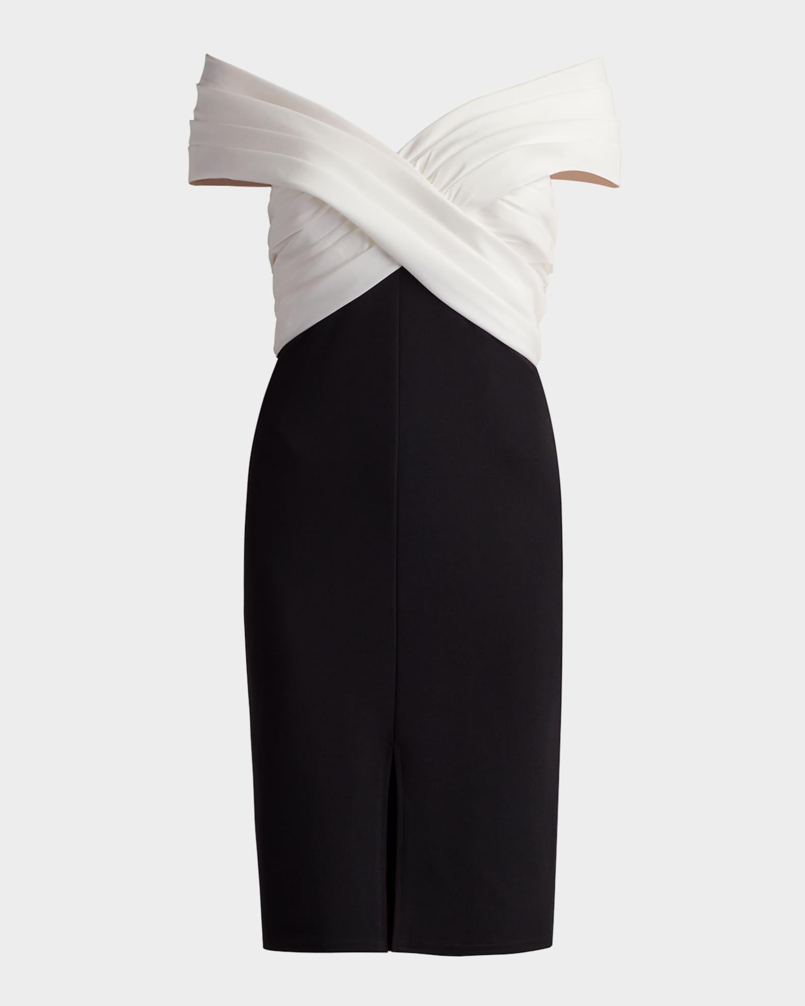 Pleated Two-Tone Crepe & Taffeta Dress Product Image