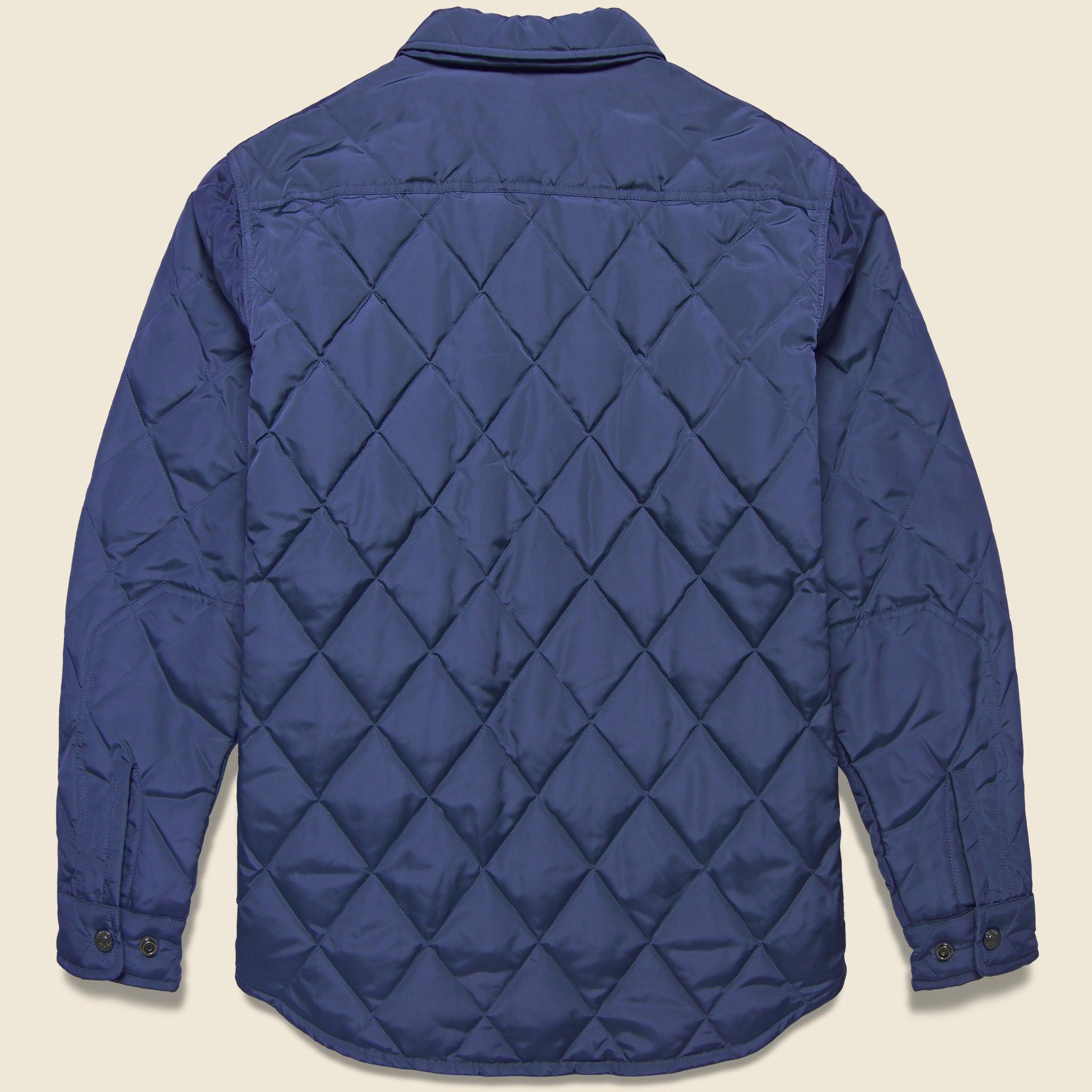 Down-Filled Quilted Shirt Jacket - Navy Product Image