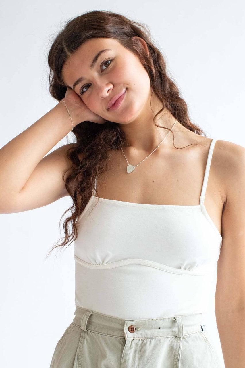 White Empire Waist Cami Bodysuit Product Image