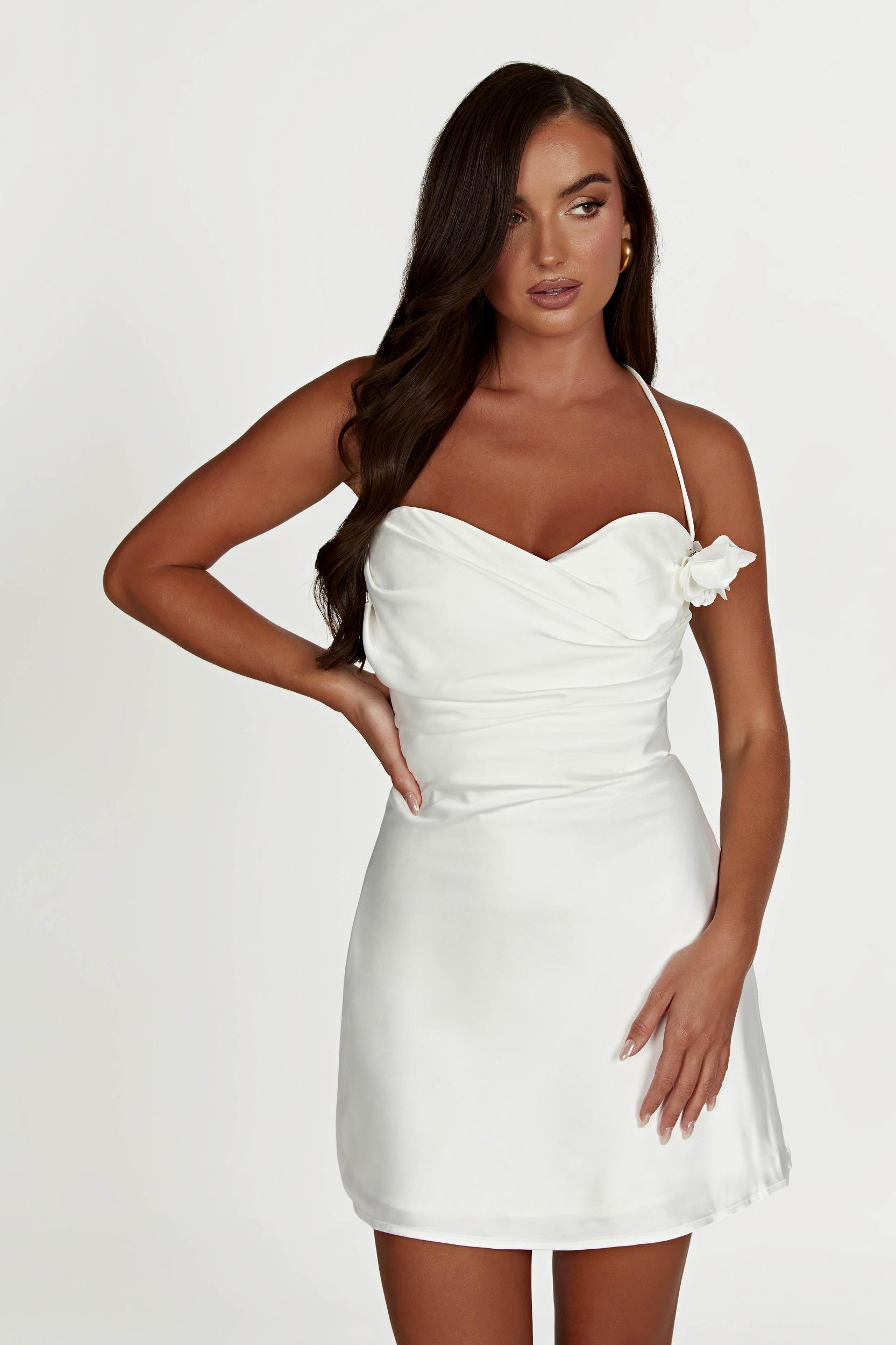 Otillie Rose Halter Mini Dress - White Product Image