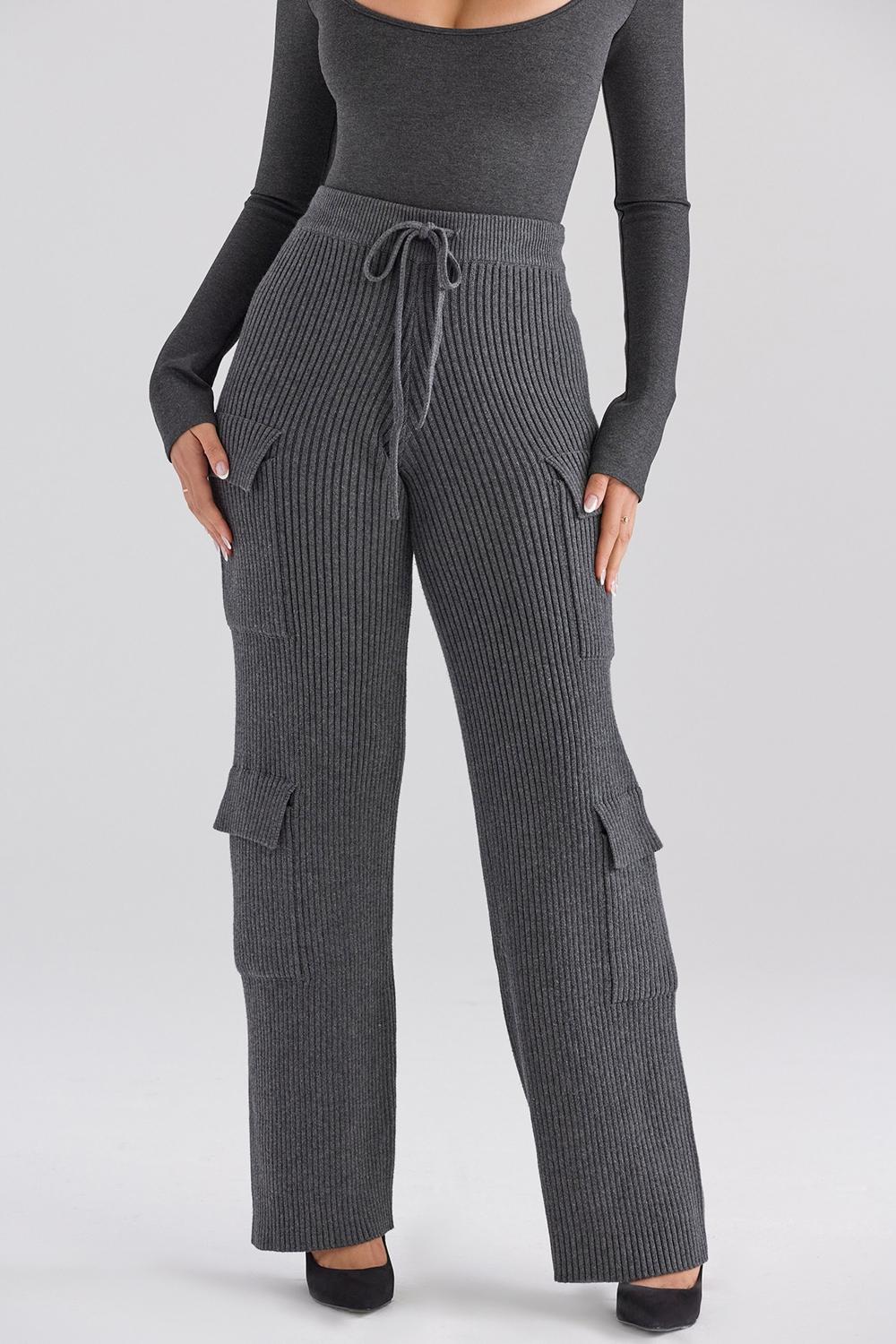 Tea  charcoal knitted utility trousers - sale Product Image