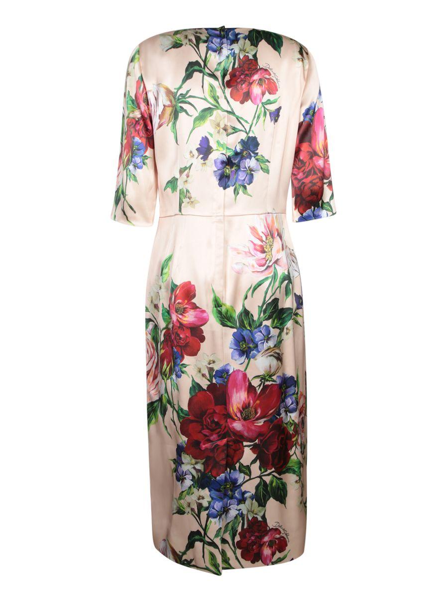 DOLCE & GABBANA Women Flower Print Midi Dress In Neutral Product Image