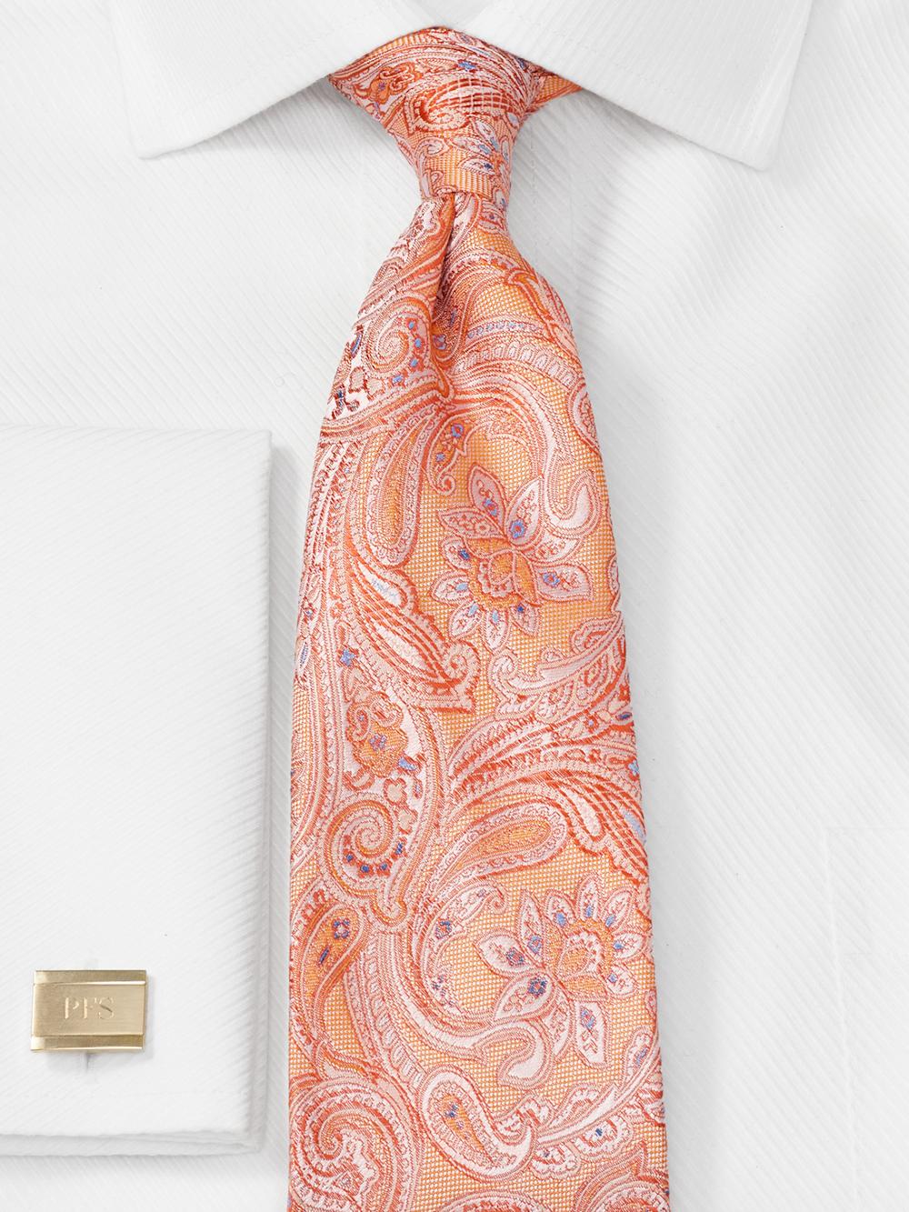 Paisley Woven Silk Tie - Orange Product Image