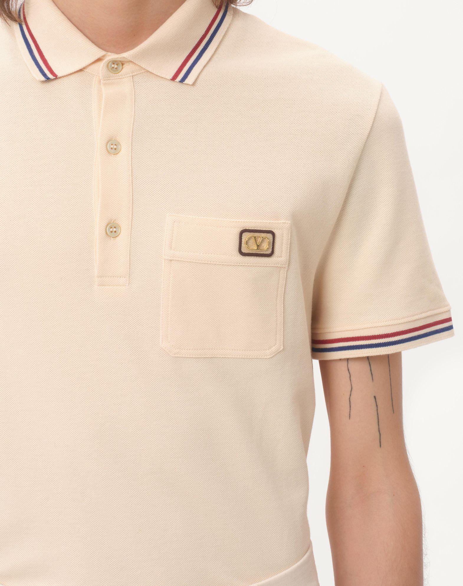 Cotton Piqué Polo Shirt With Vlogo Patch Product Image