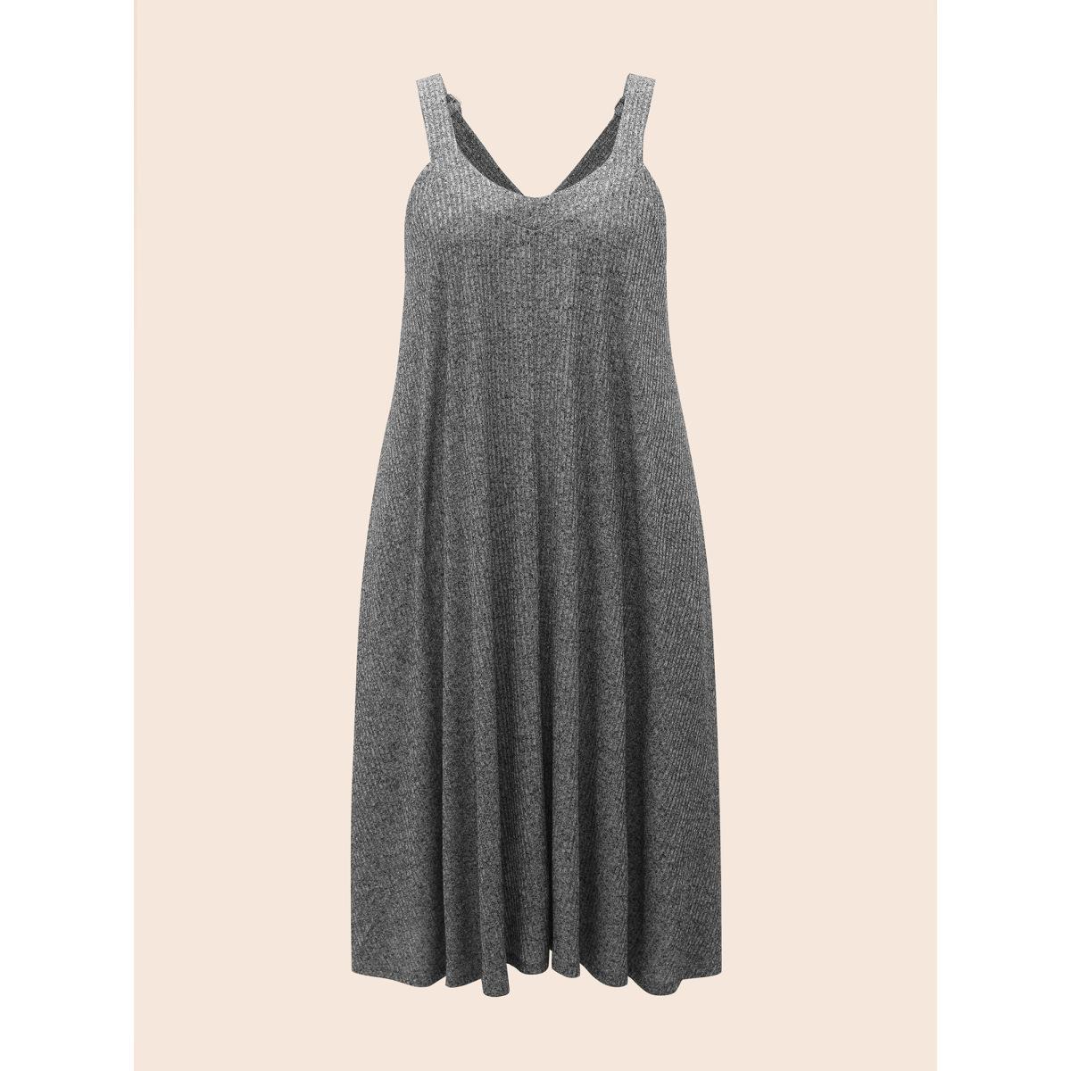 Plus Size Solid Heather Textured Cami Dress Mediumgray Women Casual Texture Non Sleeveless Curvy BloomChic 26/4X Product Image