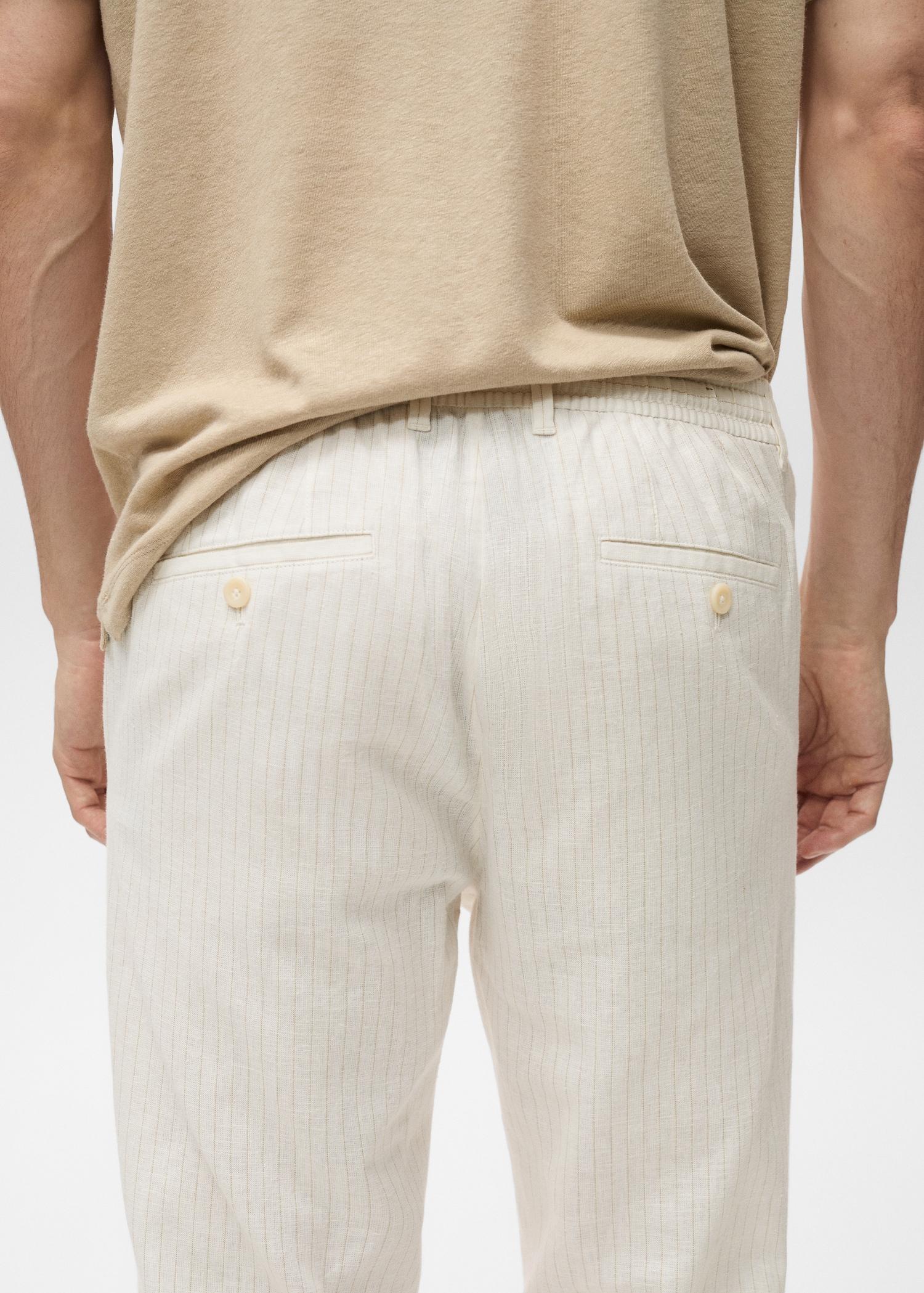 Pinstripe linen pants - Men | MANGO USA Product Image