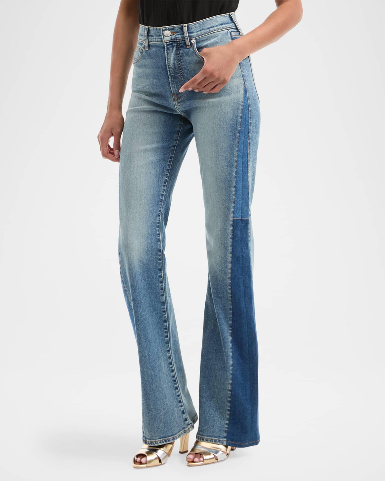 Beverly High-Rise Skinny Flare Patchwork Jeans Product Image