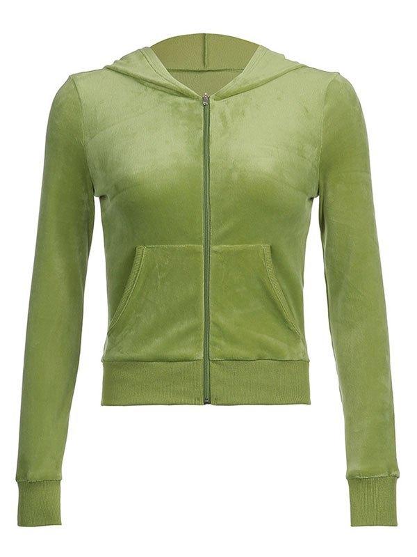 Velvet Zip Up Hoodie Product Image