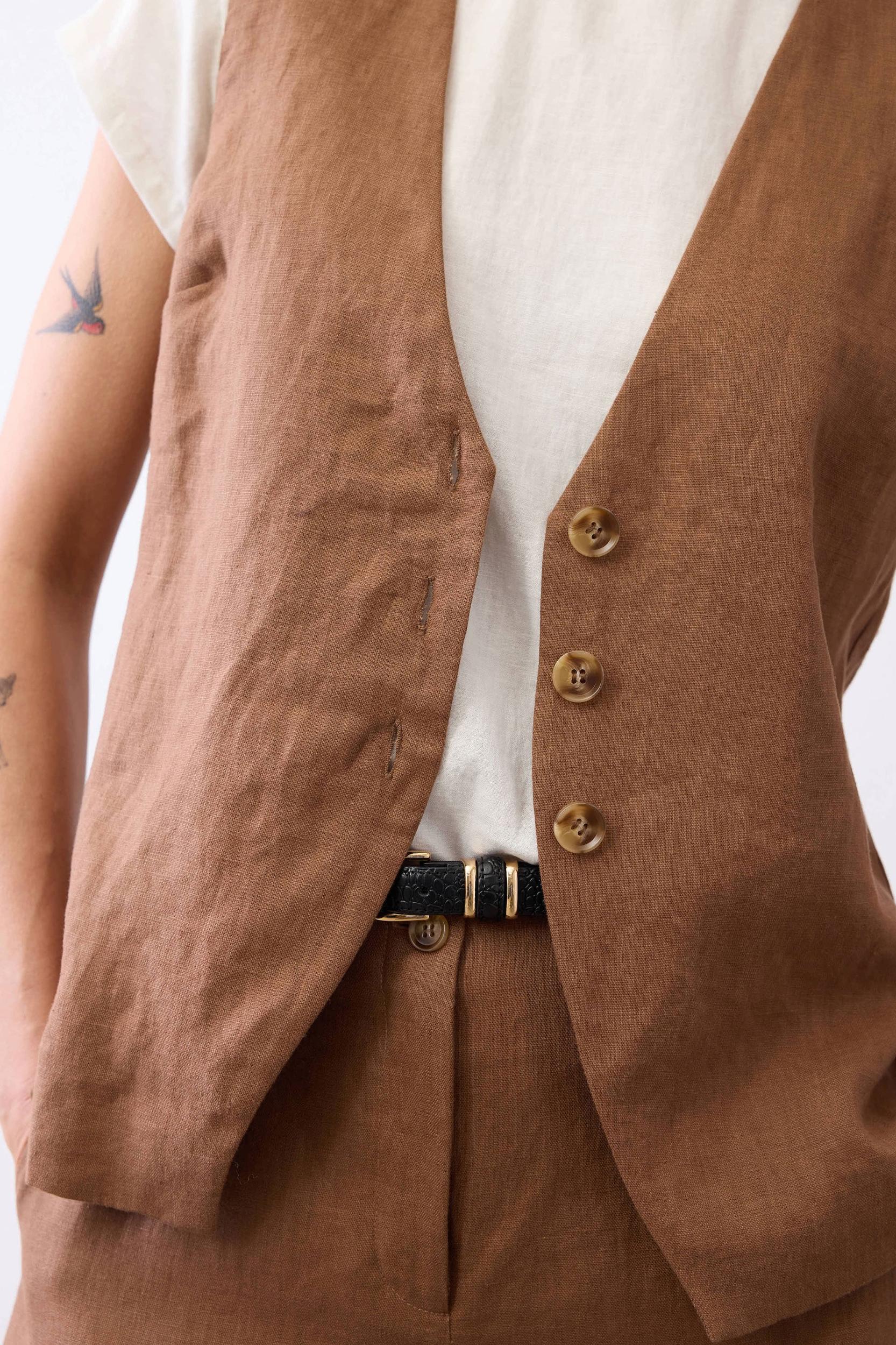 The Linen Button Vest Product Image