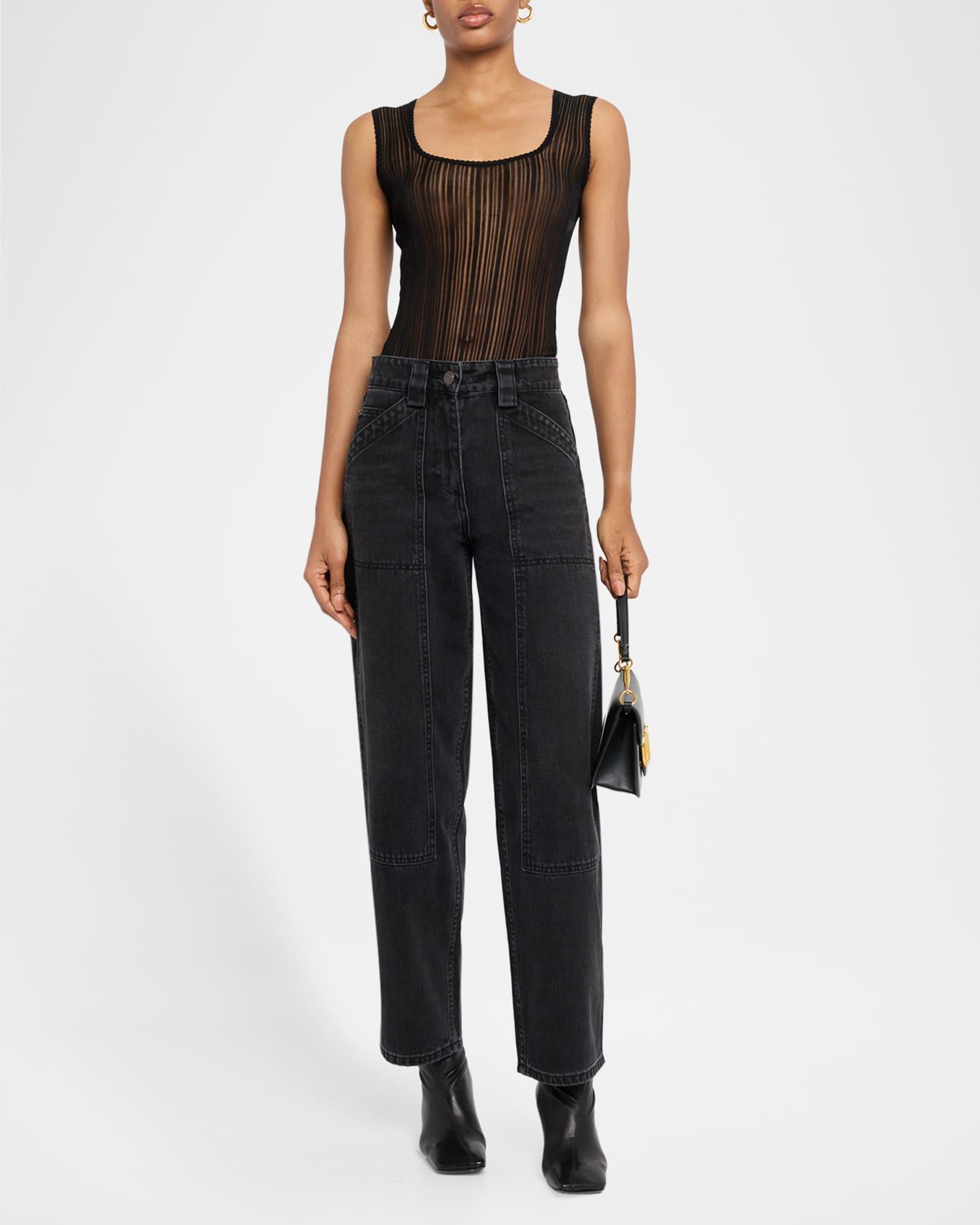 High-Rise Denim Crop Balloon Pants Product Image