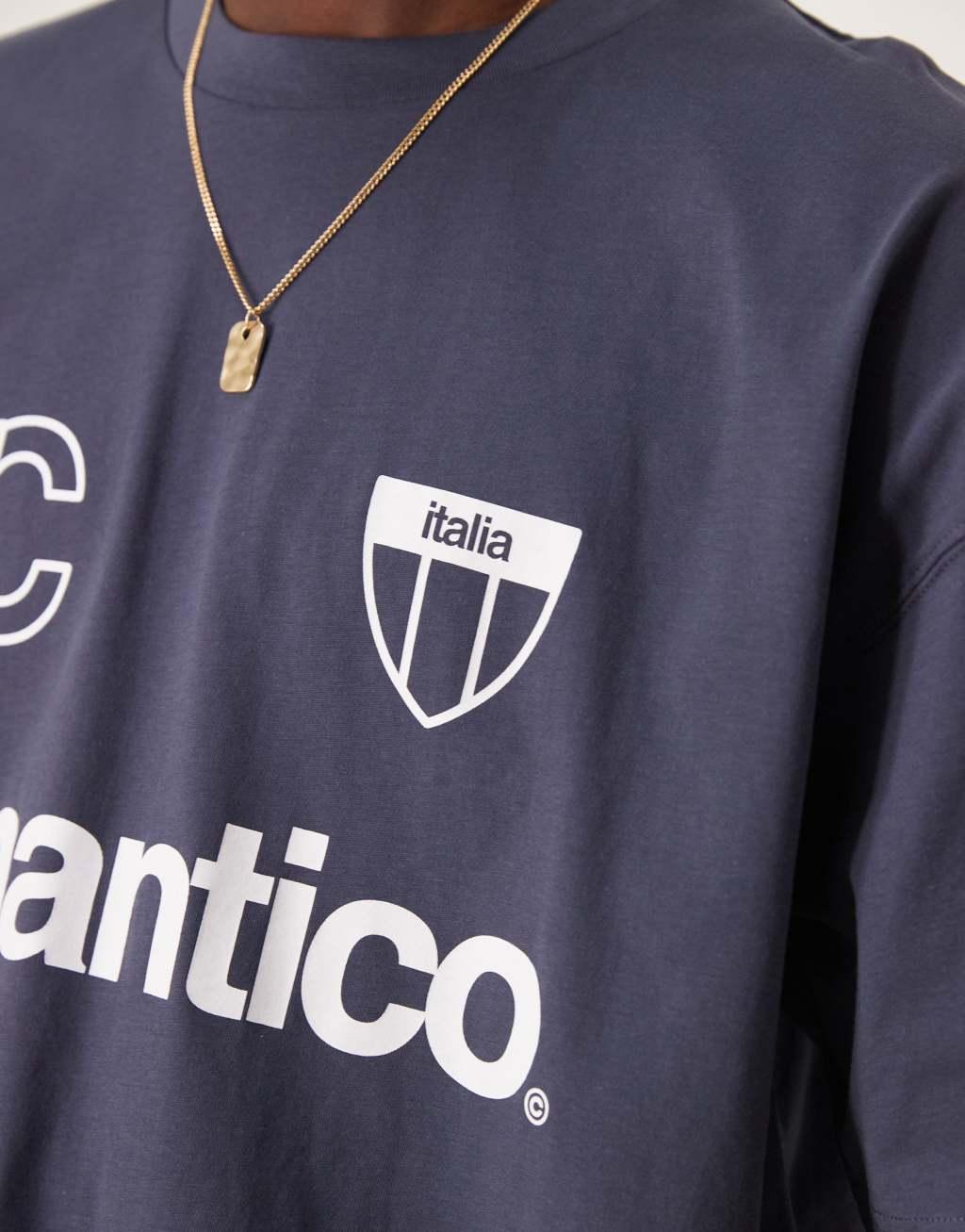 ASOS DESIGN oversized T-shirt with sports graphic in navy Product Image