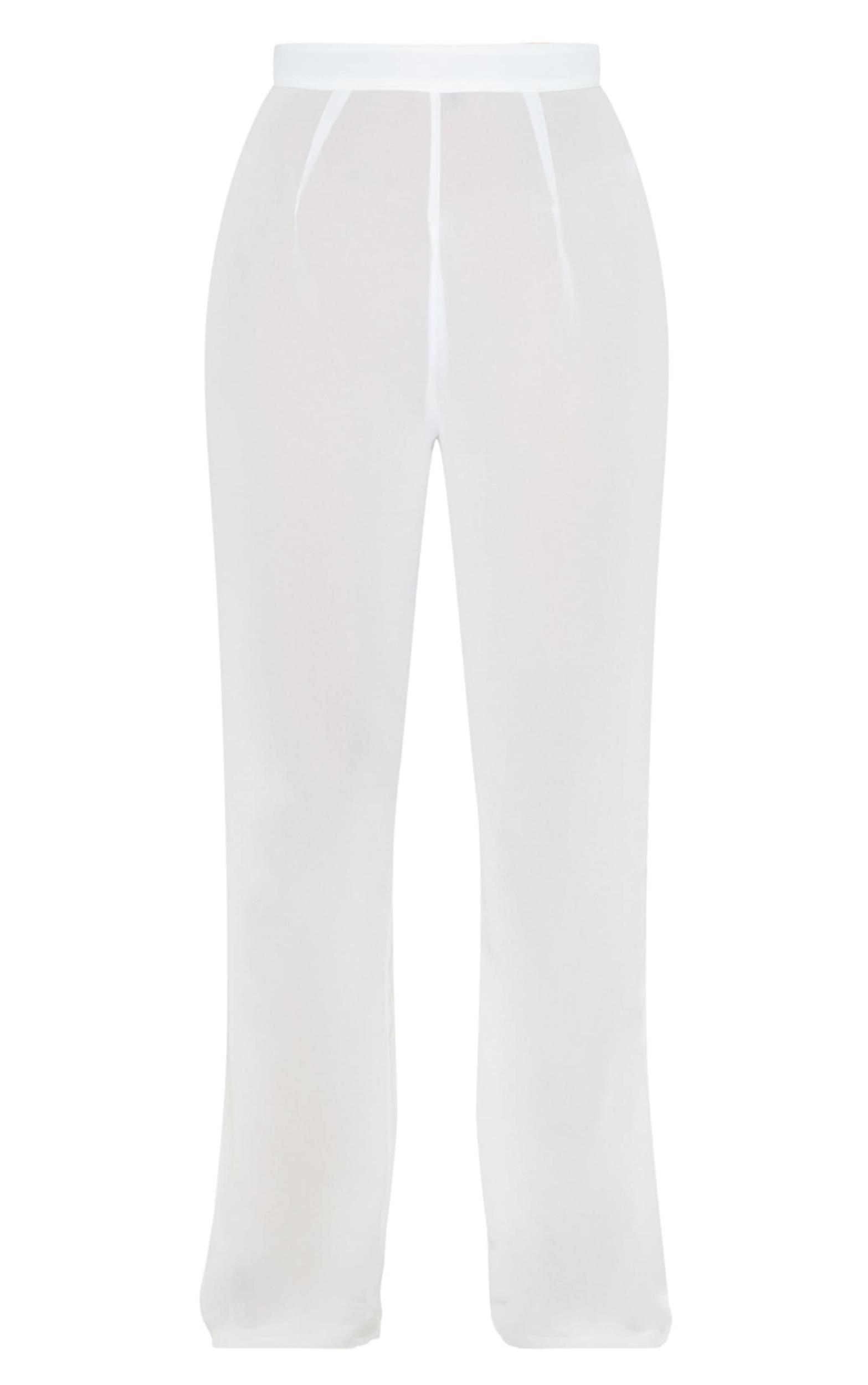 White Chiffon Straight Leg Beach Pants Product Image