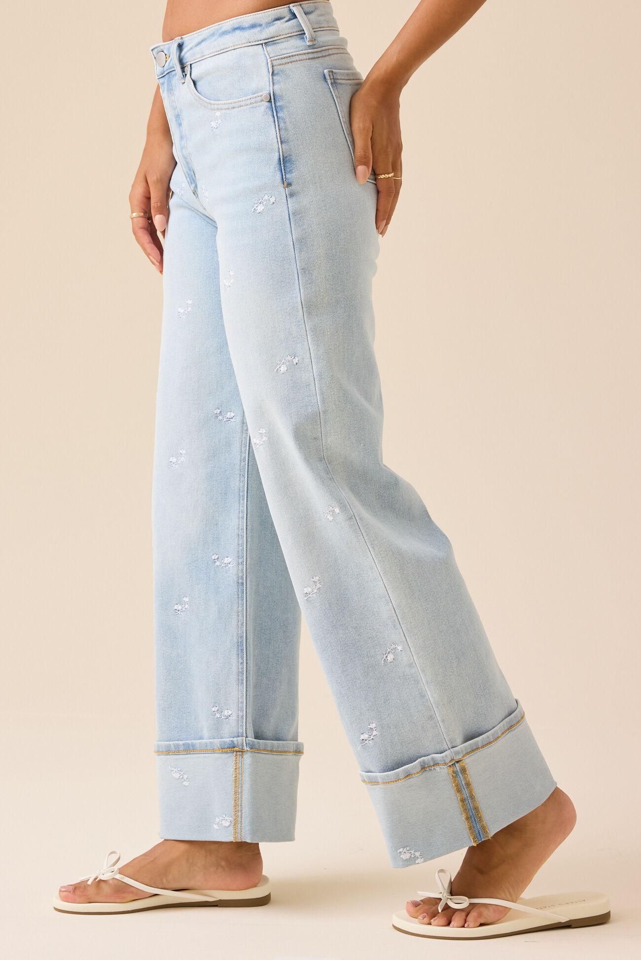 Edie Floral Embroidered Jeans Product Image